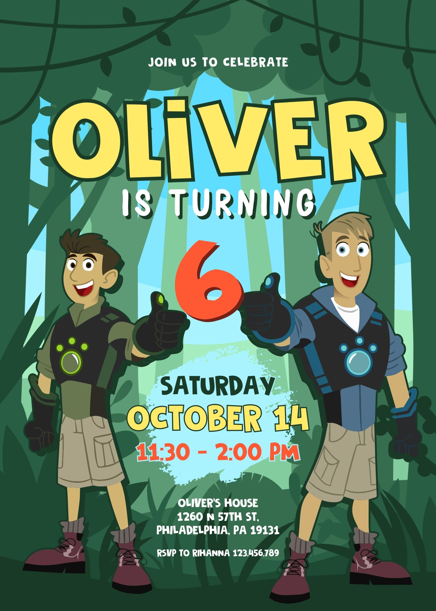 Wild Kratts Creature Hero customizable invitation template | Share or Print | MC583