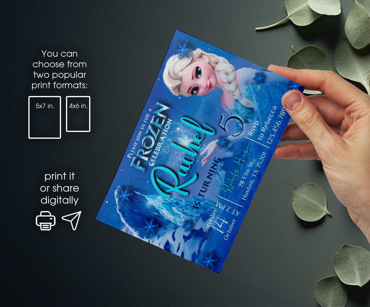 Frozen Elsa customizable invitation template | Share or Print | girl | GR335