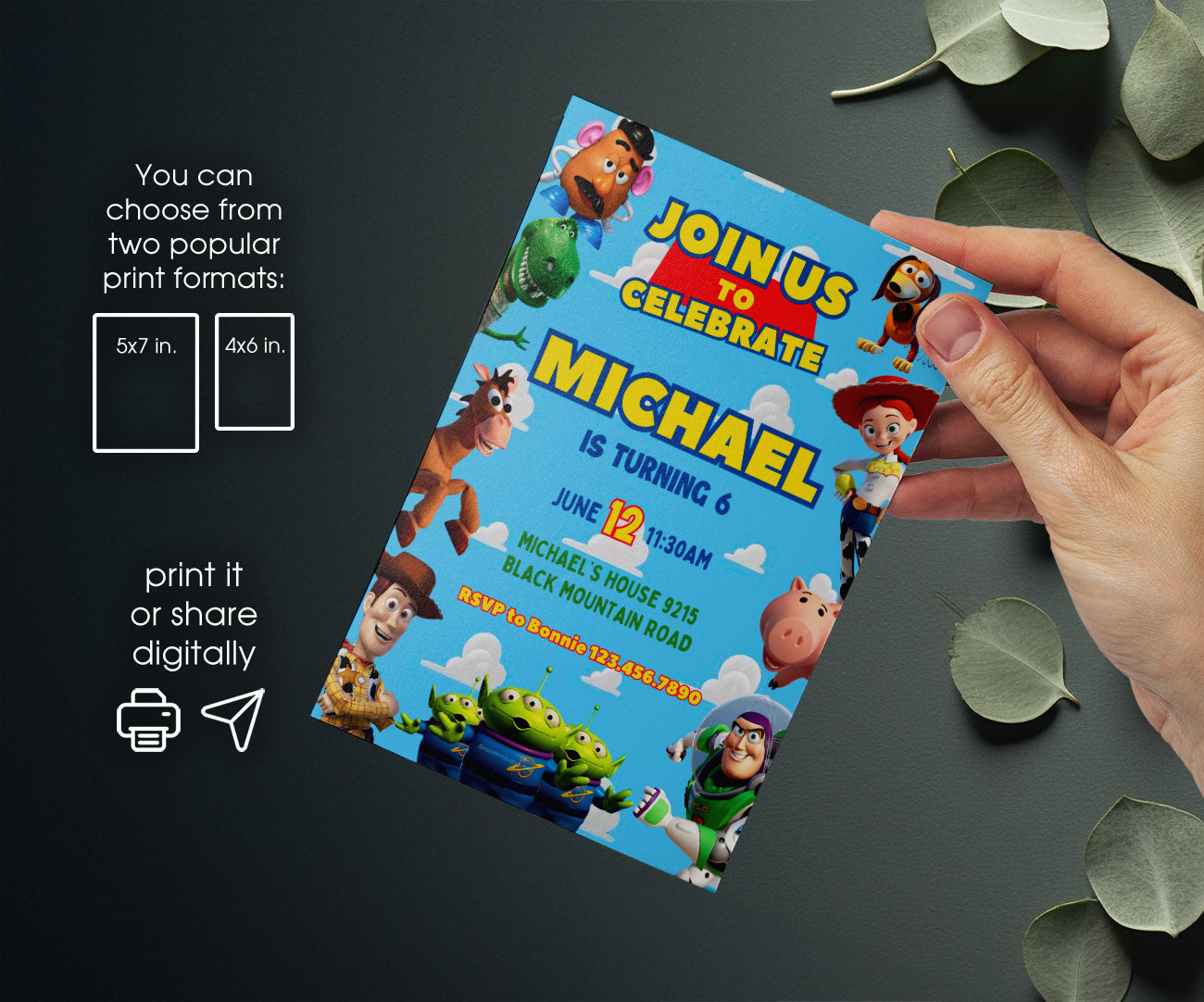 Toy Story Woody customizable invitation template | Share or Print | LB756