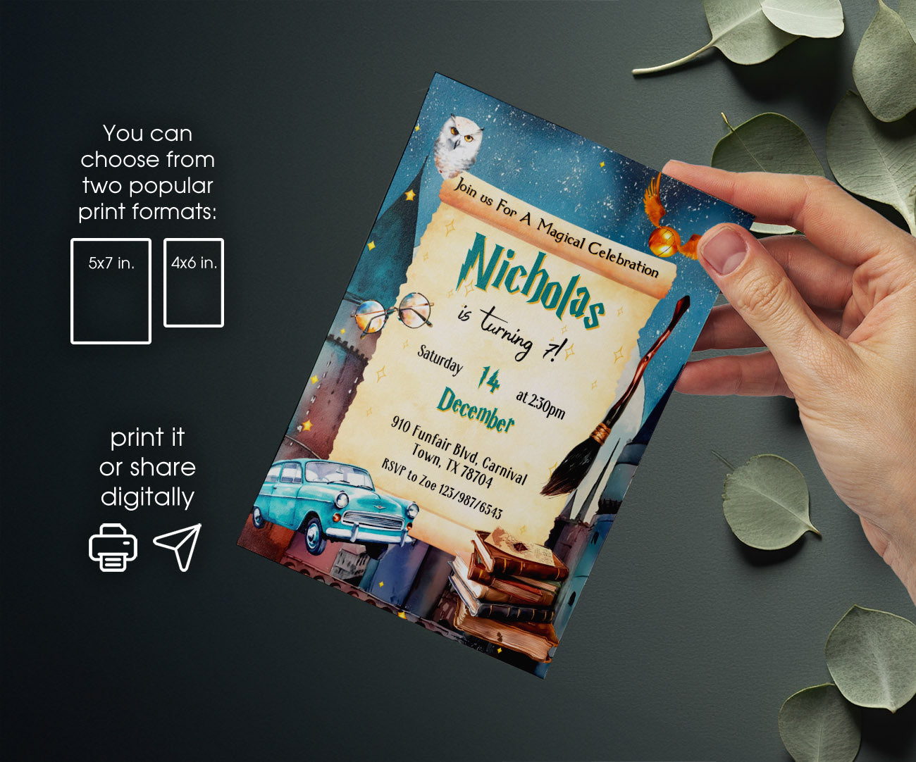 Harry Potter customizable invitation template | Share or Print | WT428