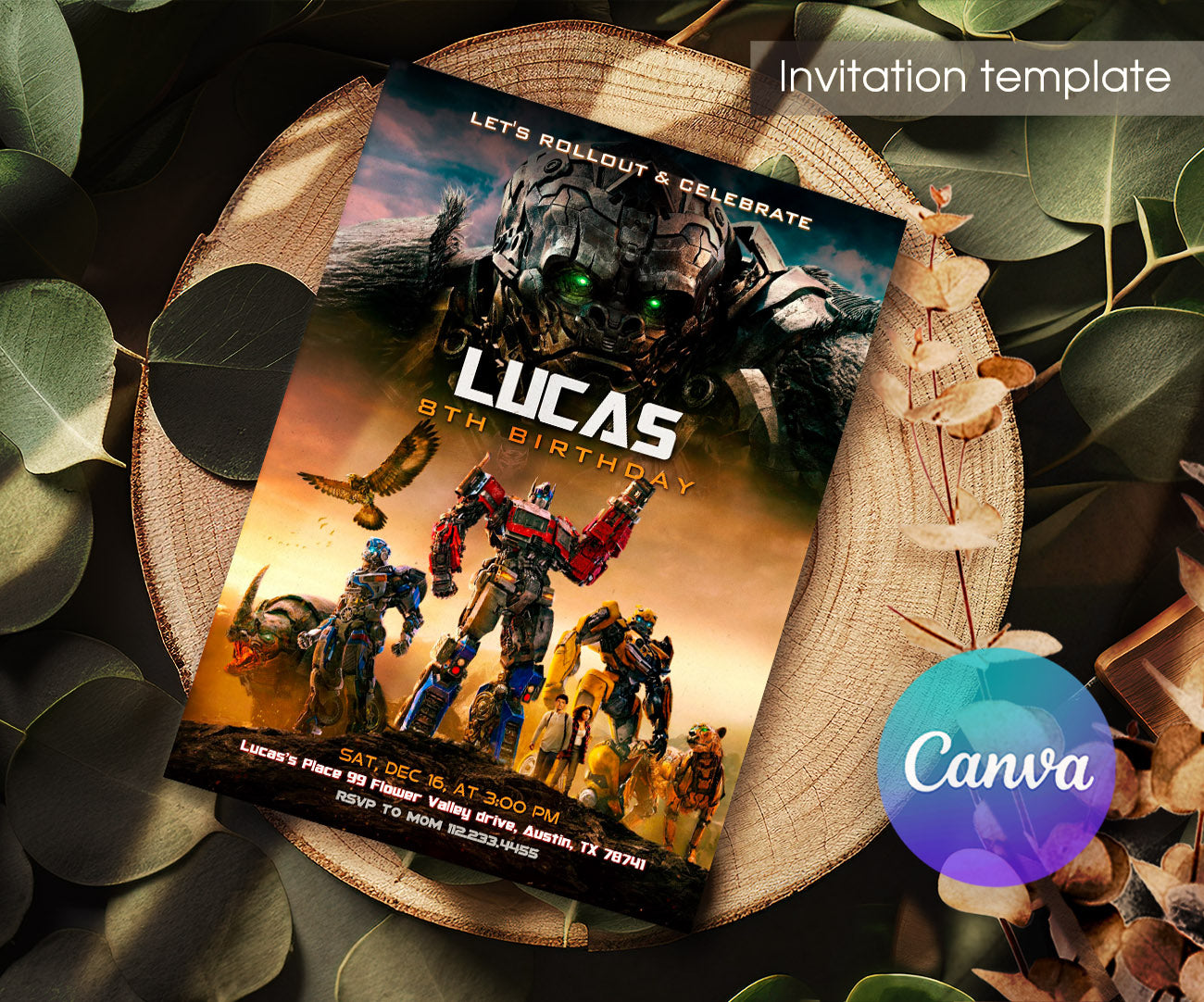 Transformers Rescue Bots customizable invitation template | Share or Print | boy | RD343