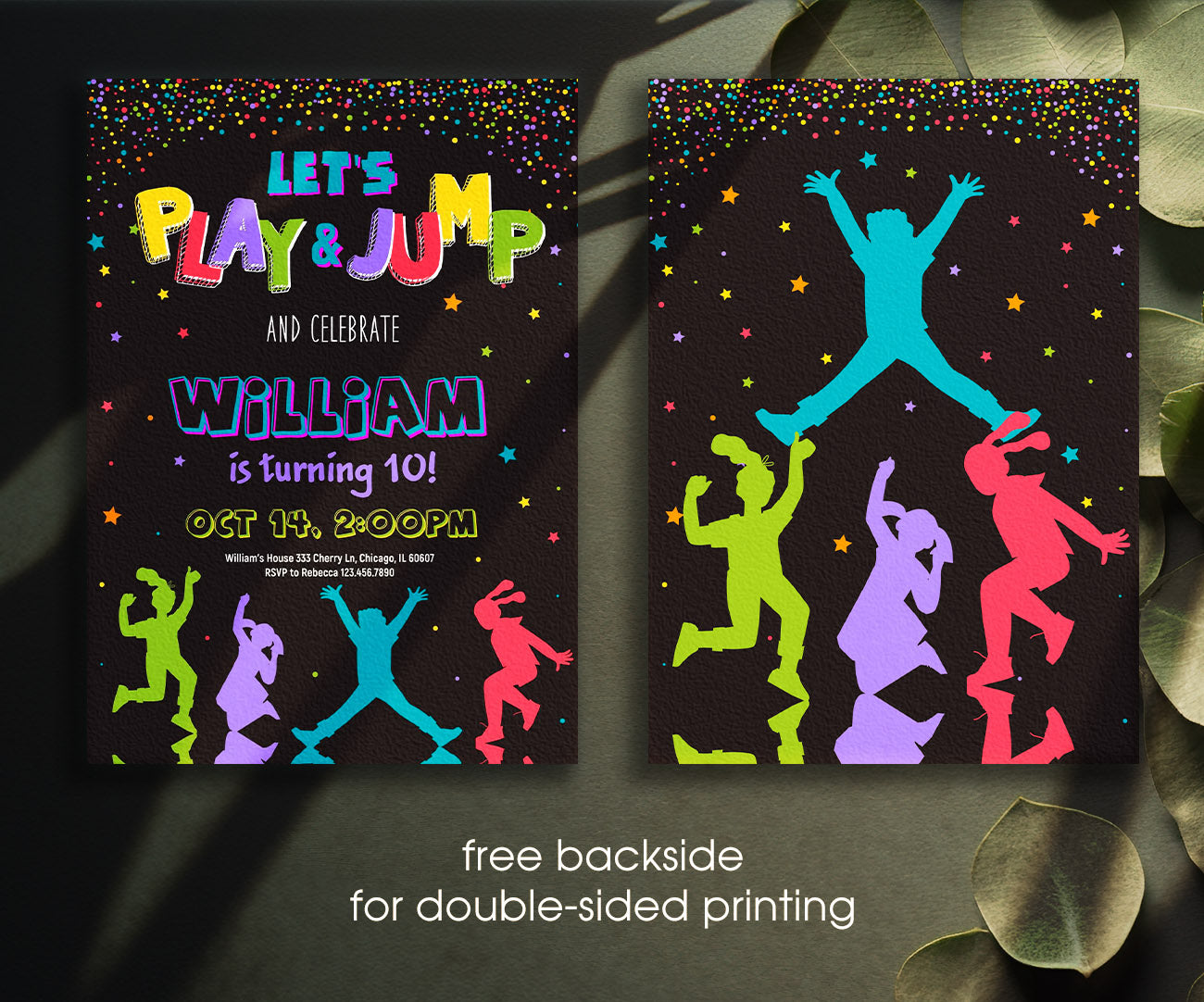 Trampoline Jump Party customizable invitation template | Share or Print | LJ925