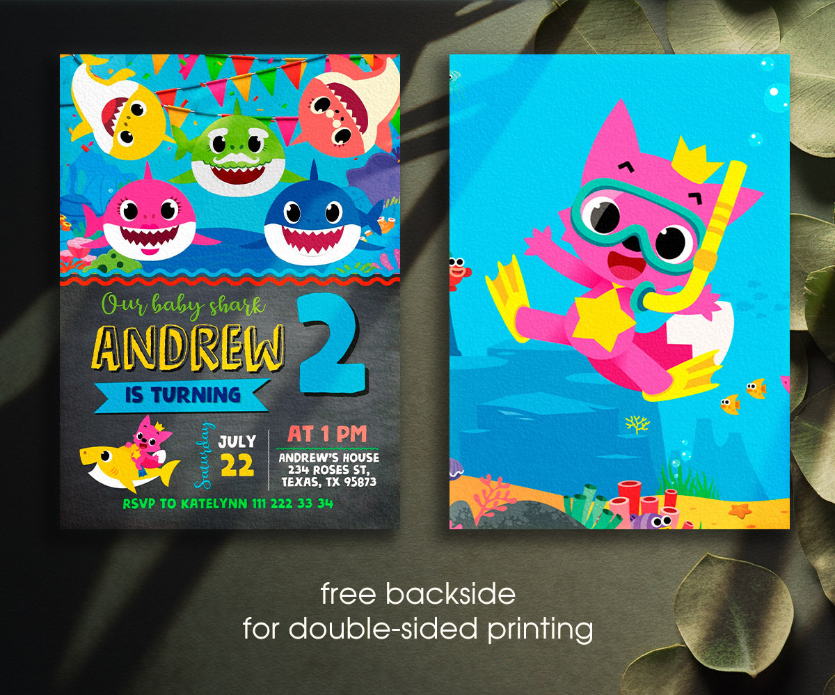 Baby Shark customizable invitation template | Share or Print | AQ873