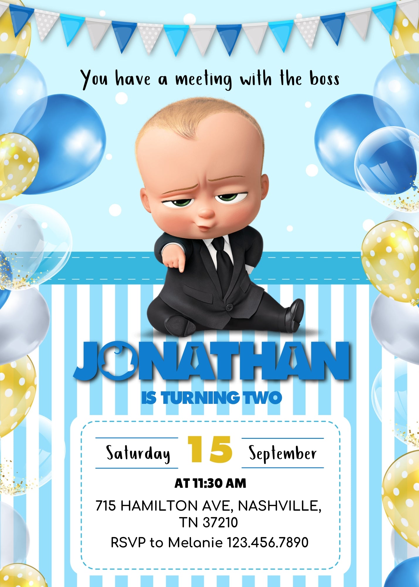 Baby Boss customizable invitation template | Share or Print | boy | GI427