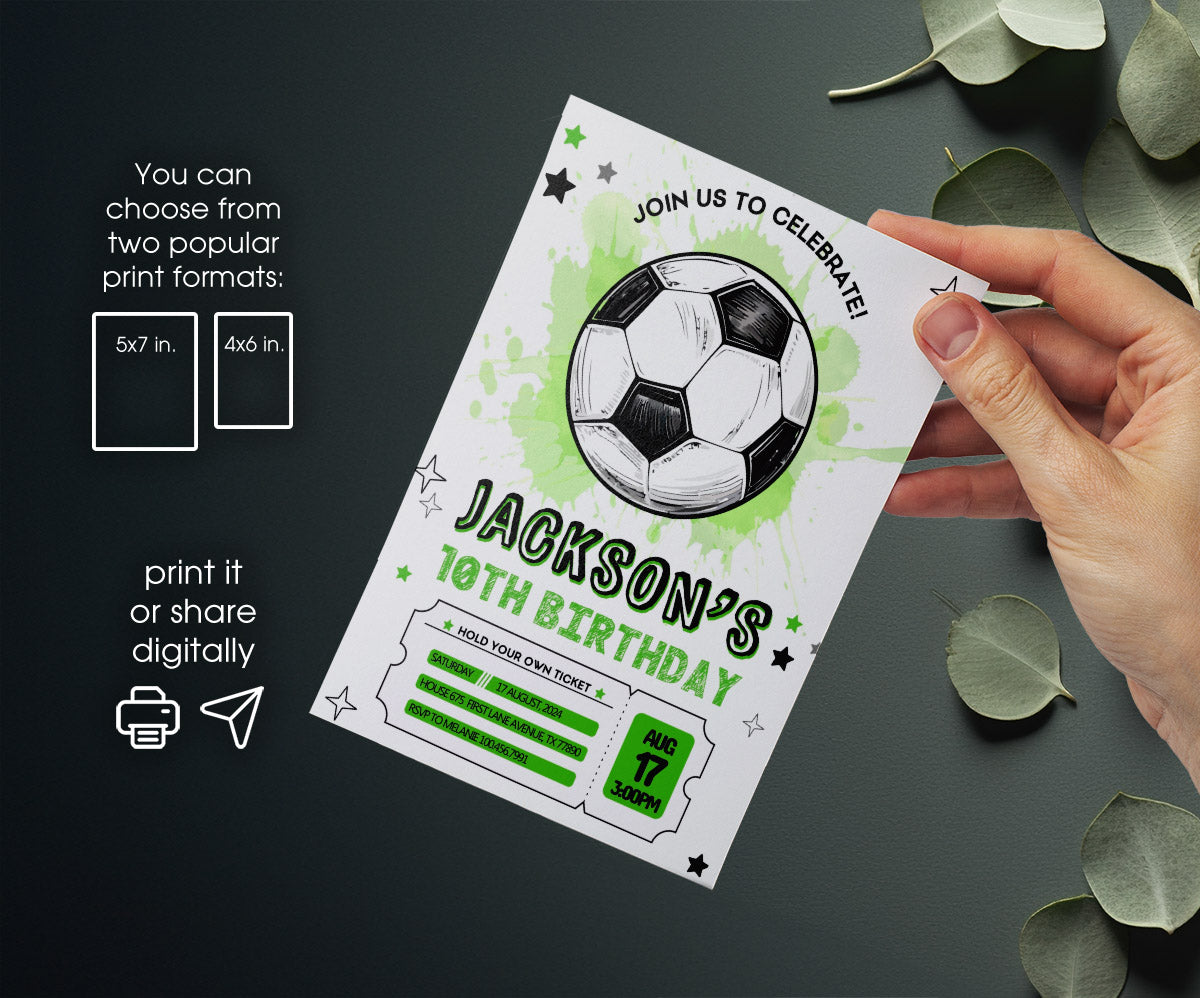Soccer Champion League FC customizable invitation template | Share or Print | boy | MR970