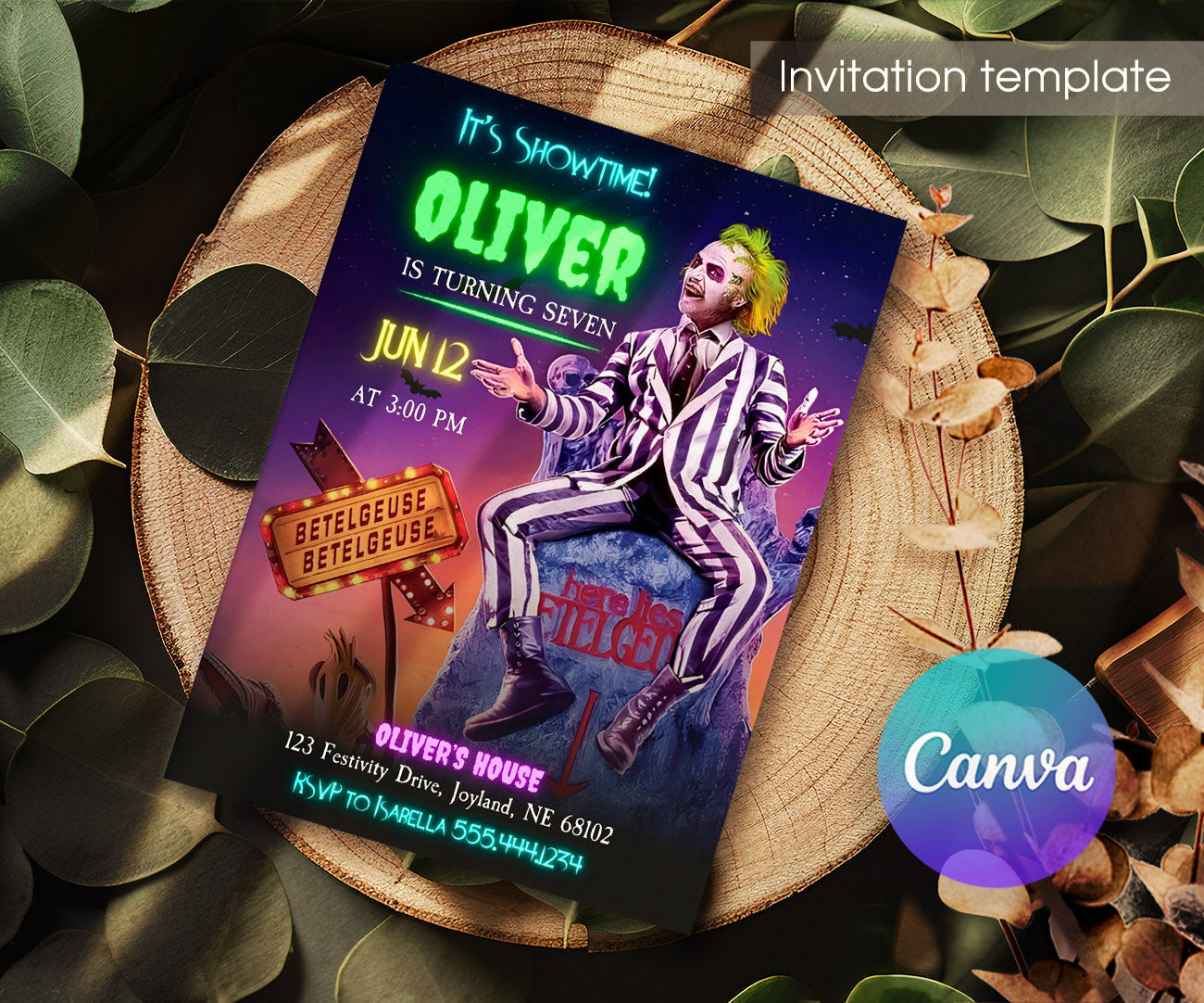 Beetlejuice Halloween customizable invitation template | Share or Print | LK106