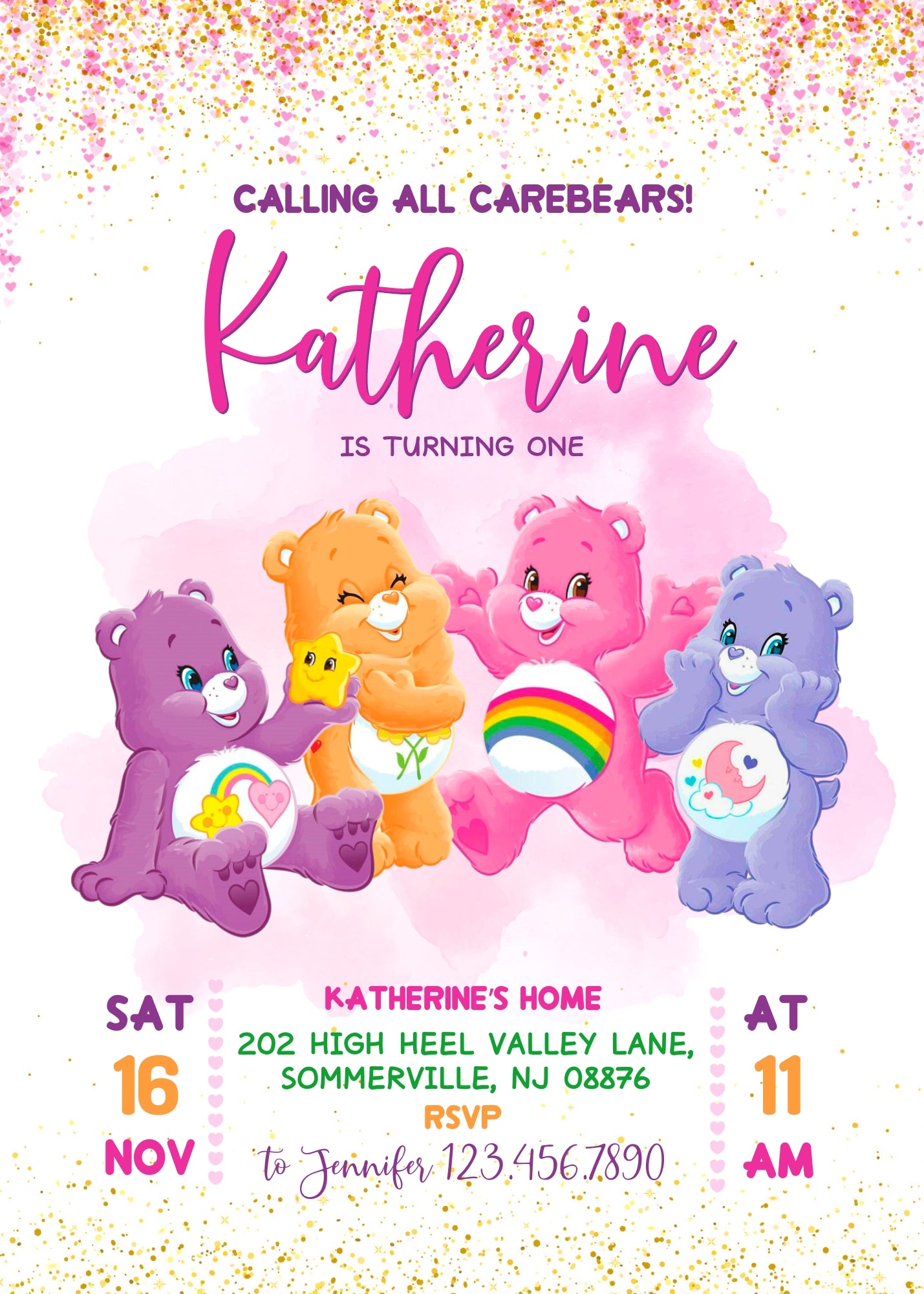 Care Bears customizable invitation template | Share or Print | JG412