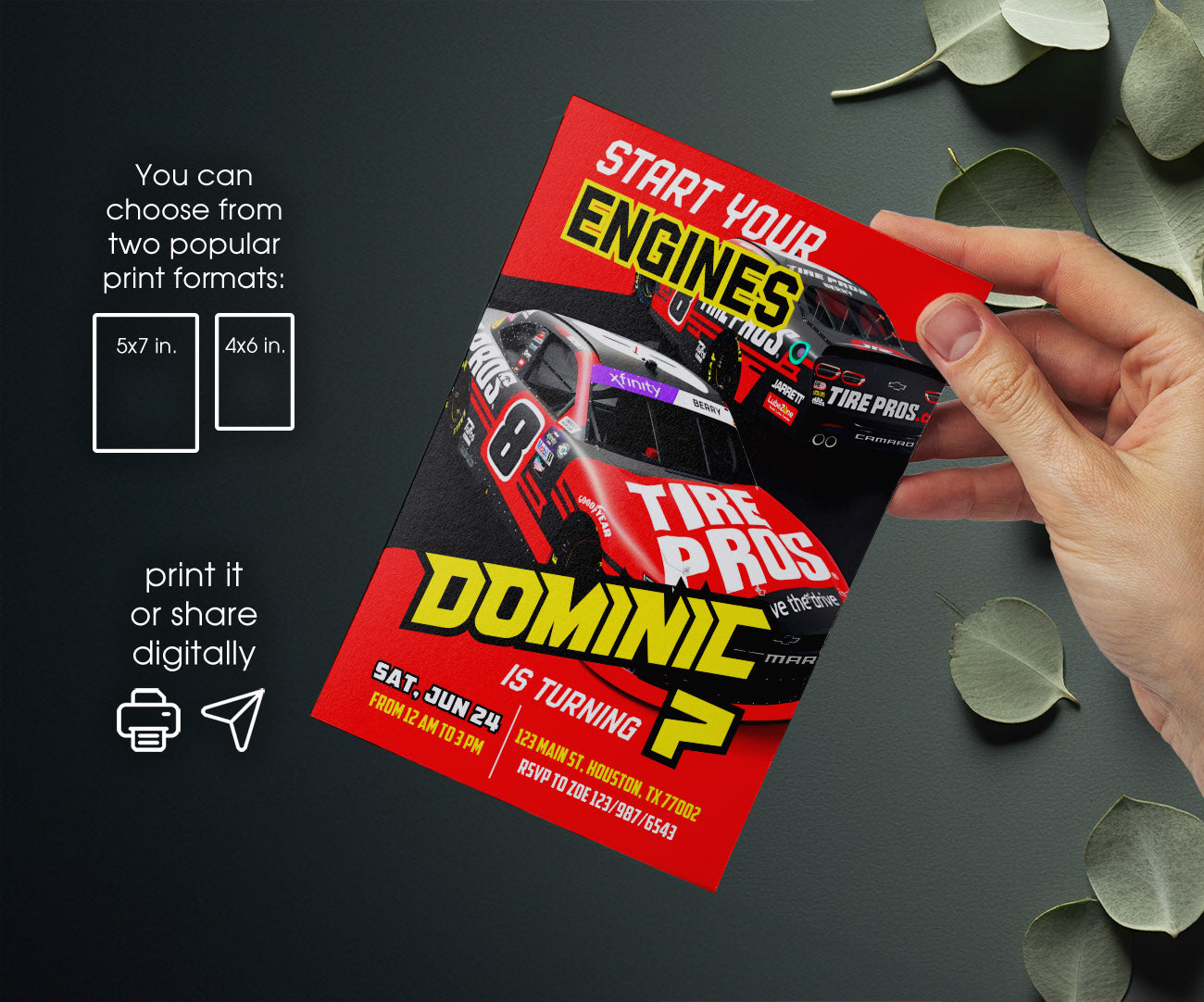Nascar Racing Ricky Bobby customizable invitation template | Share or Print | boy | BT164