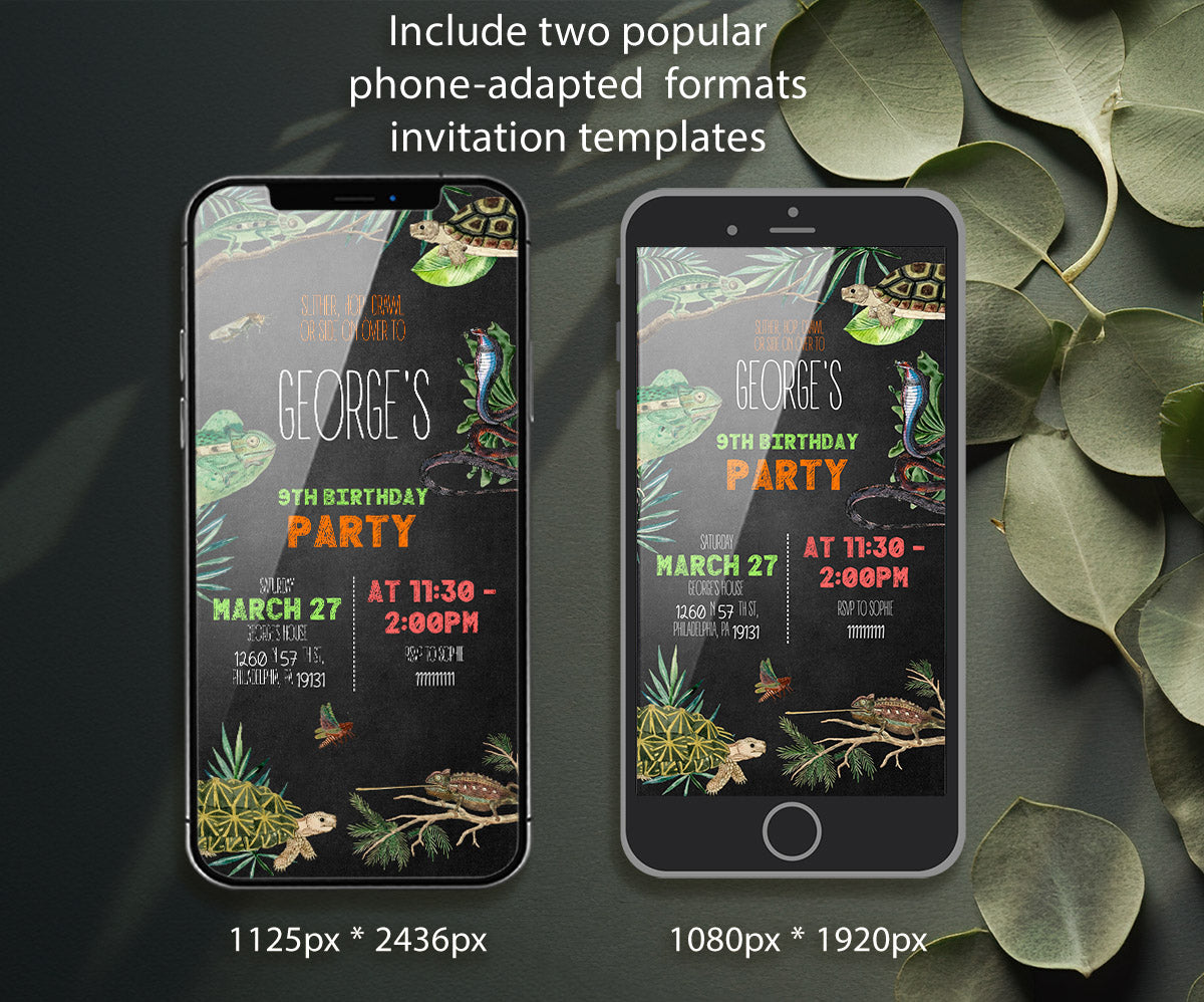 Reptile Lizard Snake customizable invitation template | Share or Print | JL025