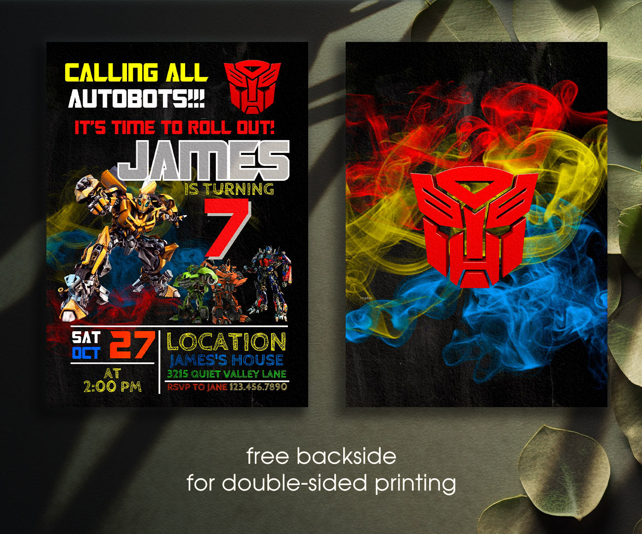 Transformers Rescue Bots customizable invitation template | Share or Print | boy | YW984