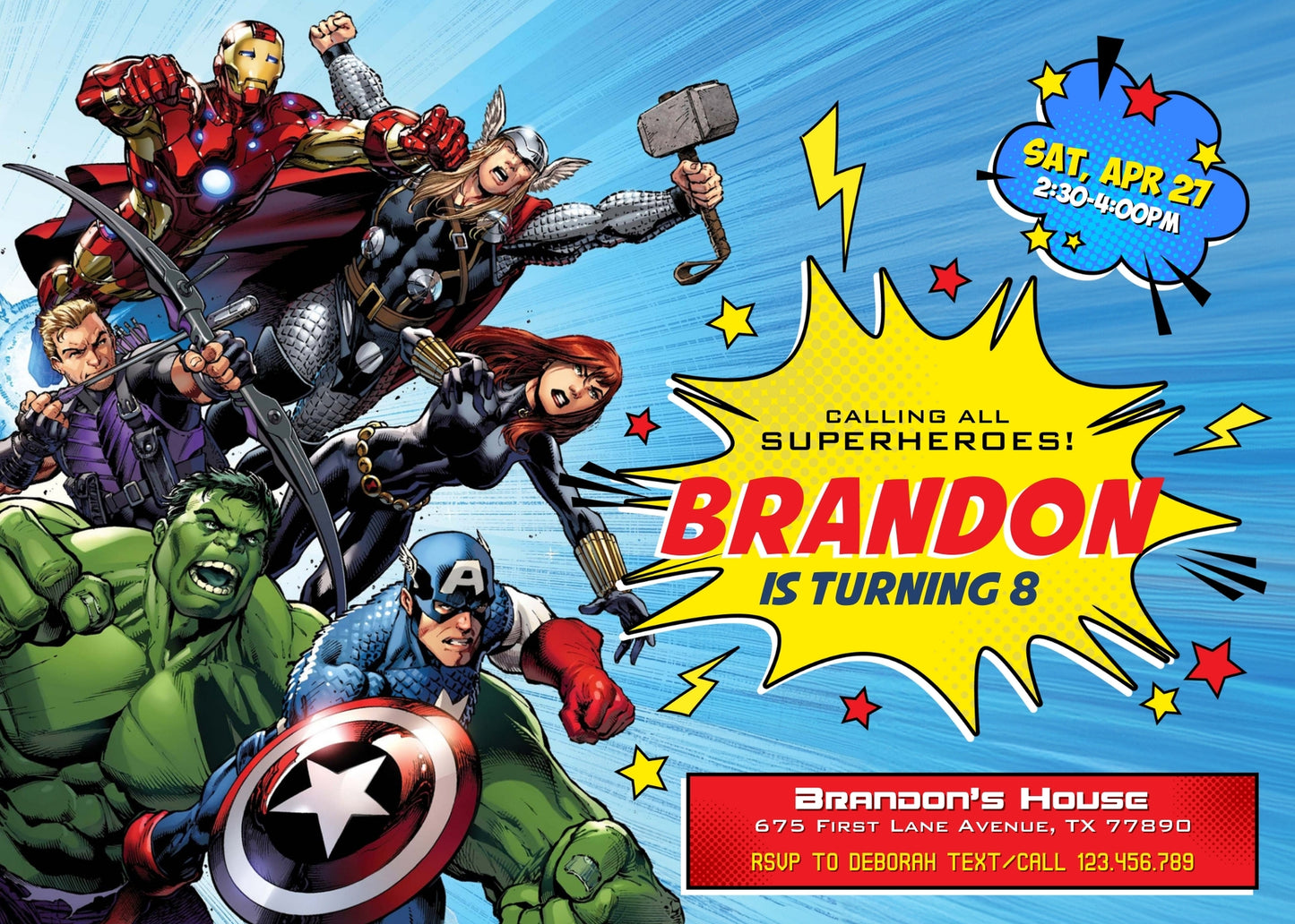 Avengers Marvel Superhero customizable invitation template | Share or Print | boy | QM326