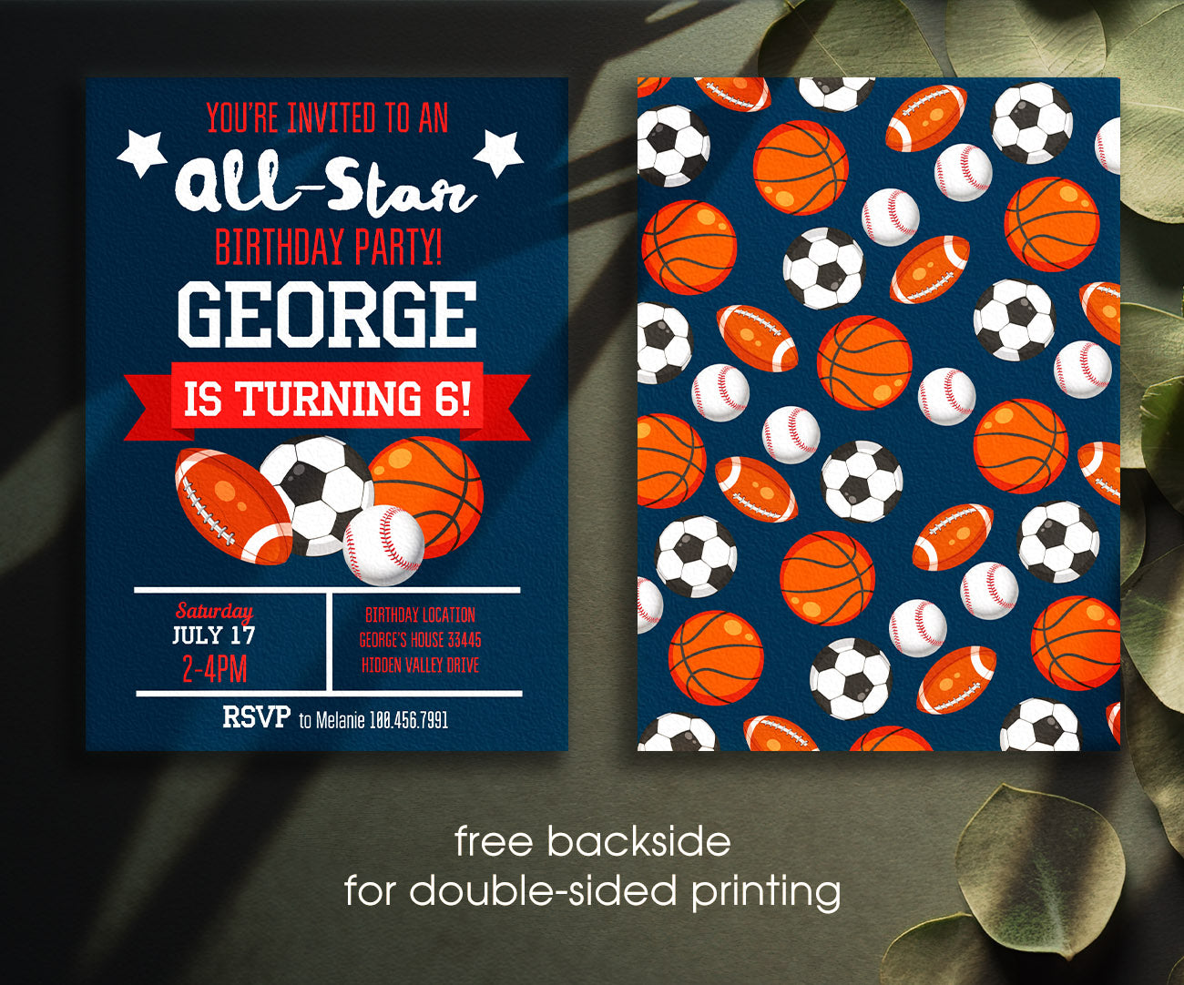 Sport Football Basketball Baseball customizable invitation template | Share or Print | boy | NE930