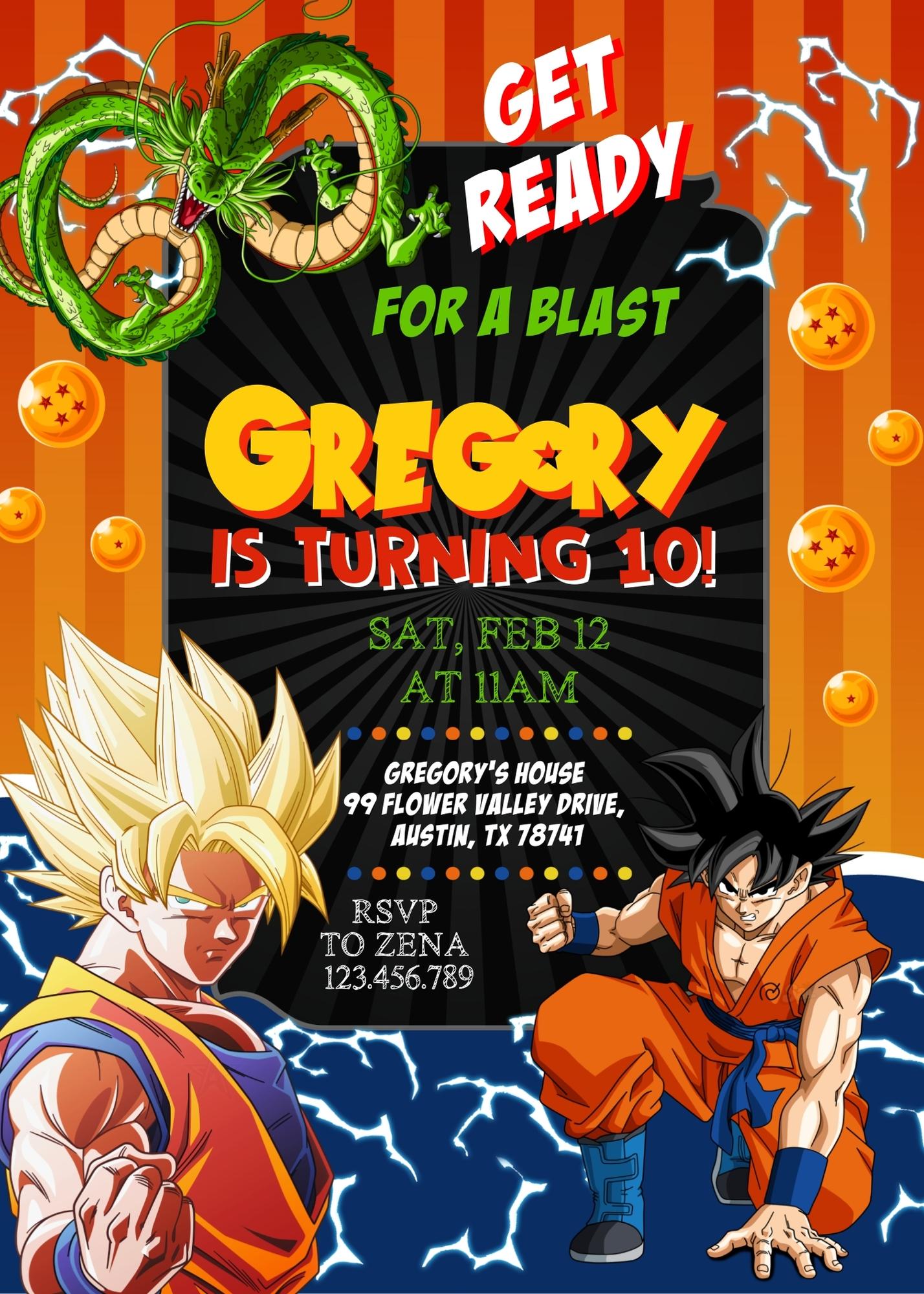 Dragon Ball Z Anime customizable invitation template | Share or Print | boy | OJ121