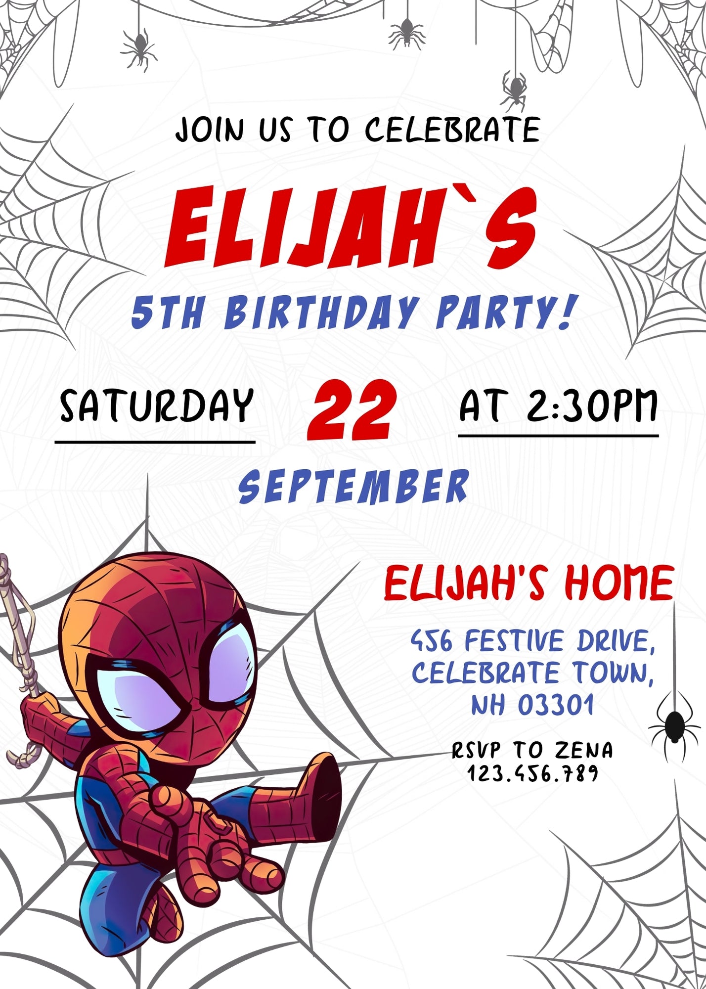 Spidey and His Amazing Friends customizable invitation template | Share or Print | boy | NW829