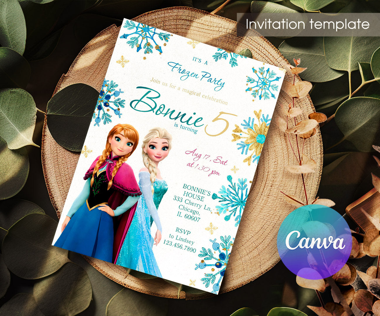 Frozen Elsa customizable invitation template | Share or Print | girl | AN531