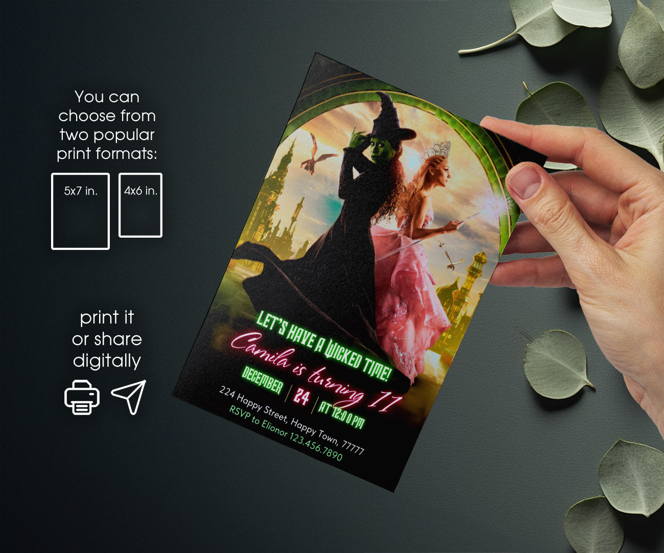 Wicked Musical Movie customizable invitation template | Share or Print | ZK822