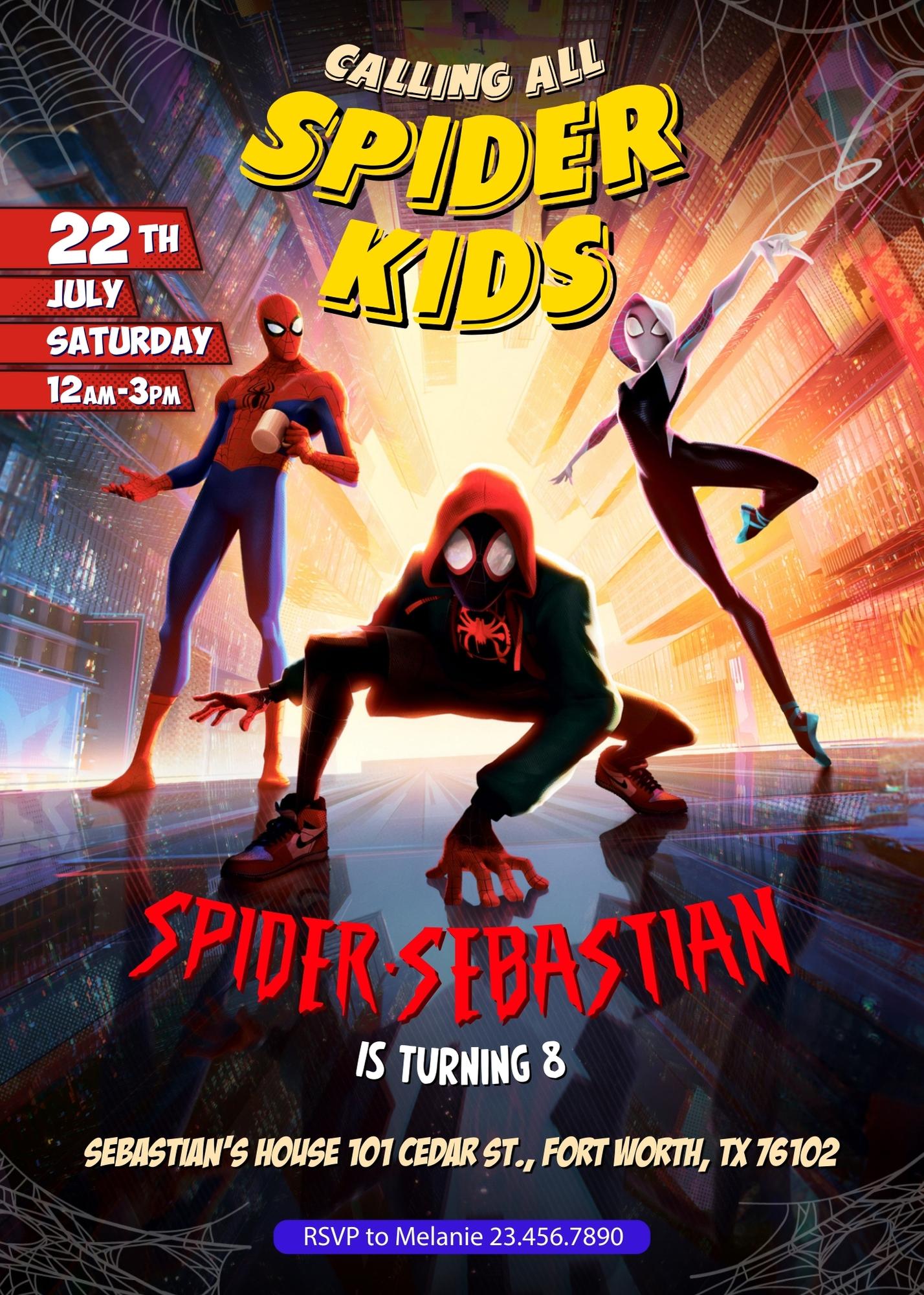 Spider Man Across the Spider-Verse customizable invitation template | Share or Print | boy | NM236