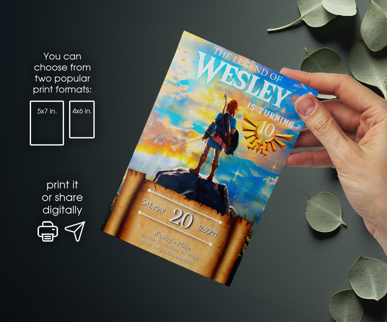 Legend of Zelda Gamer customizable invitation template | Share or Print | CL552