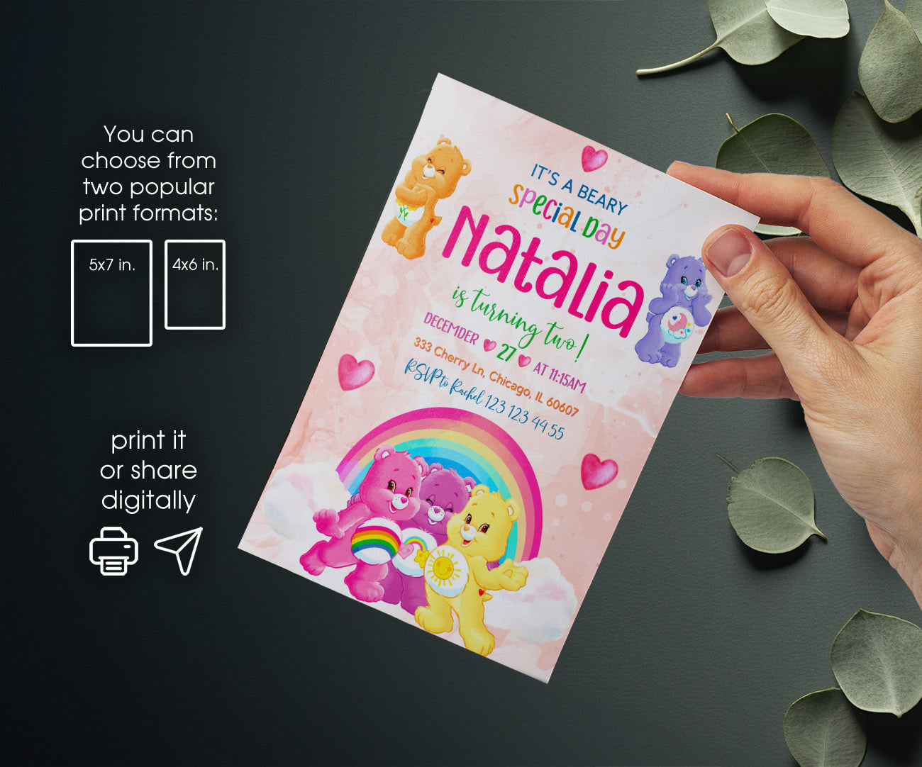 Care Bears customizable invitation template | Share or Print | UI546