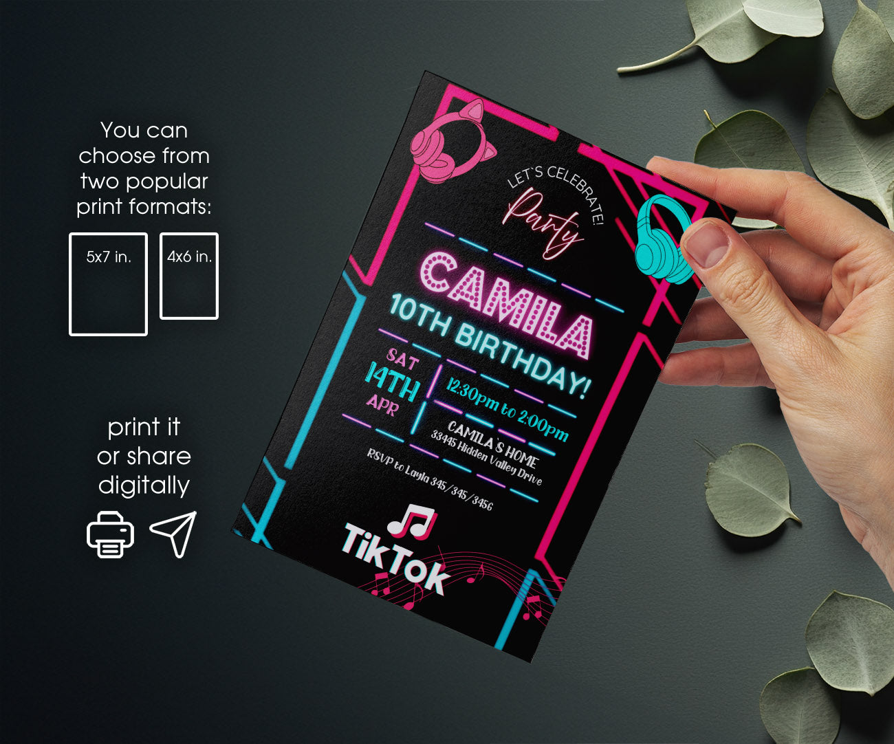 Tik Tok Party customizable invitation template | Share or Print | HY476