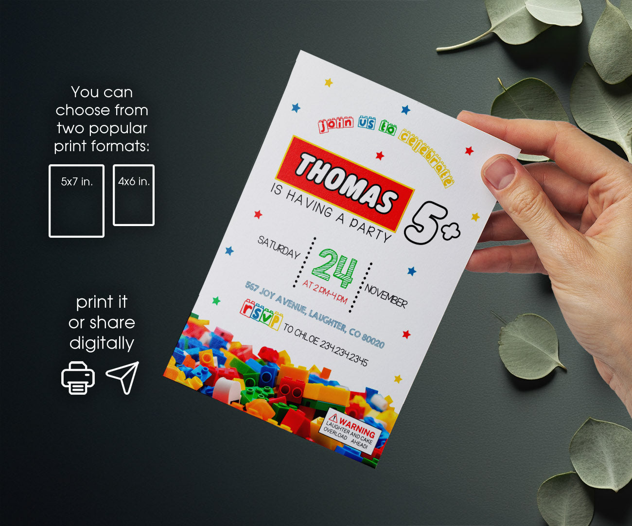 Lego customizable invitation template | Share or Print | OL742