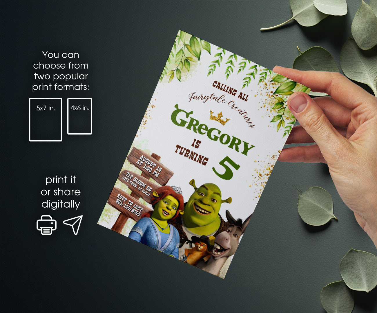 Shrek customizable invitation template | Share or Print | DP335