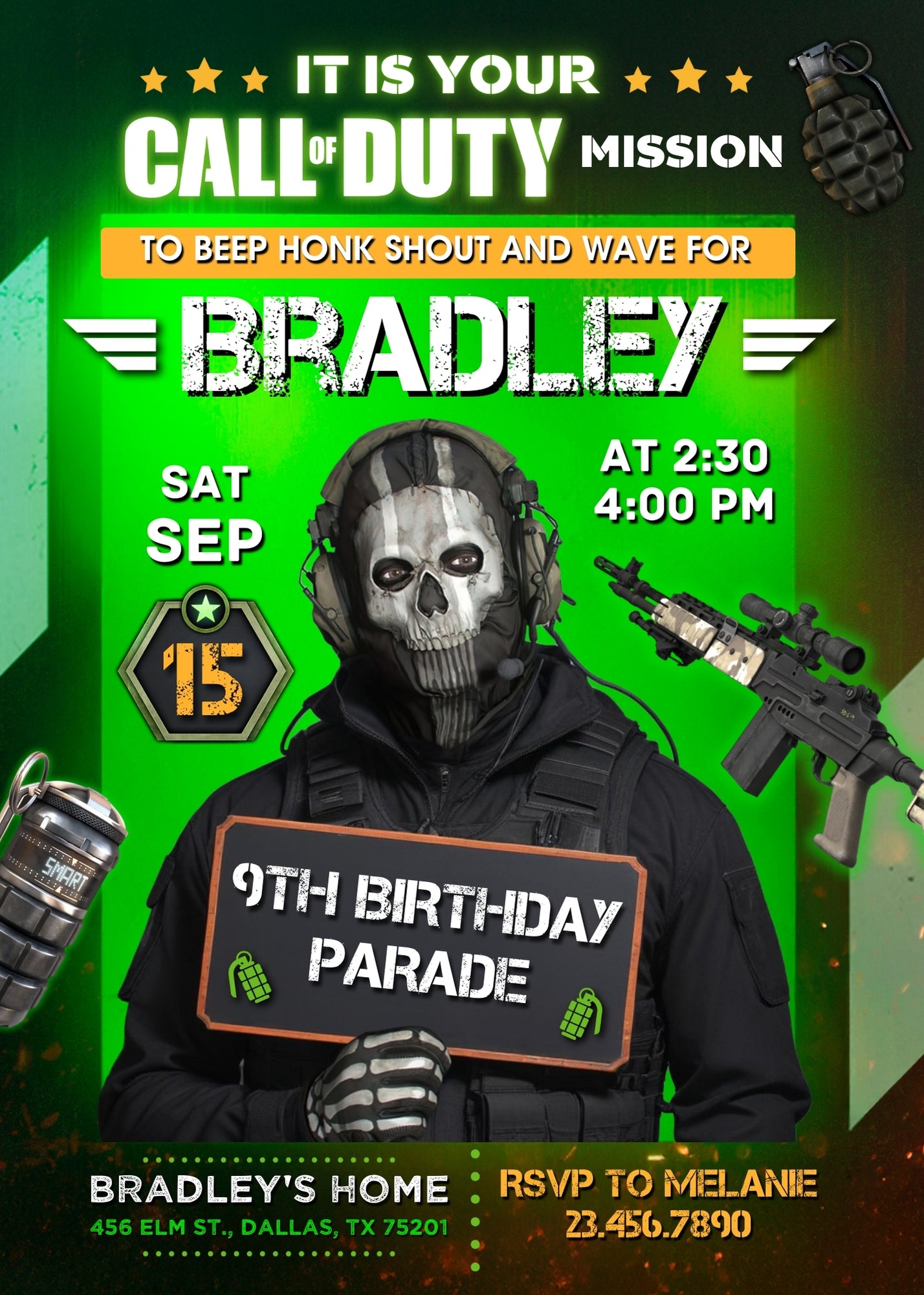 Call of Duty Gamer customizable invitation template | Share or Print | boy | KQ234
