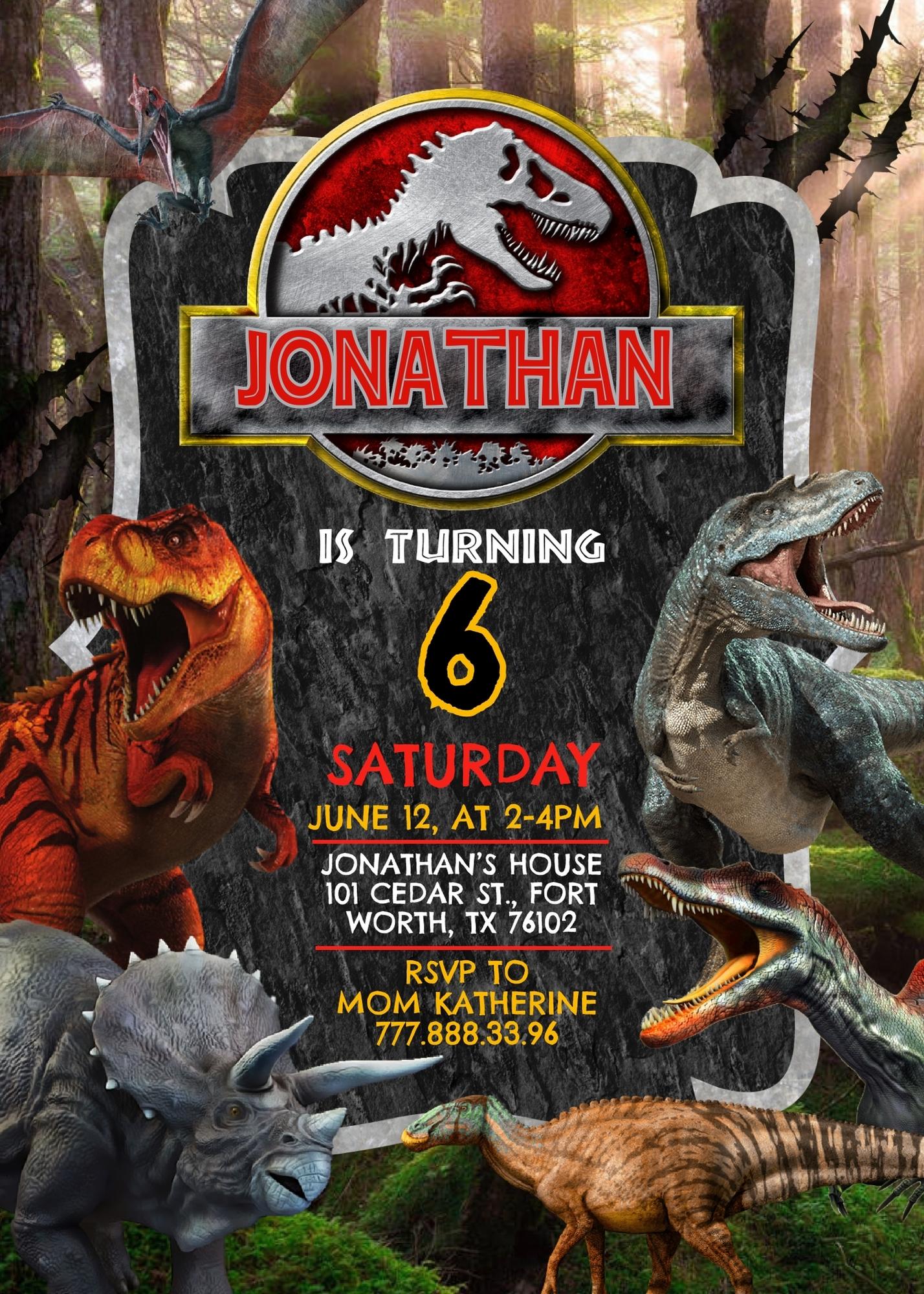 Jurassic Park Dinosaur customizable invitation template | Share or Print | VT559