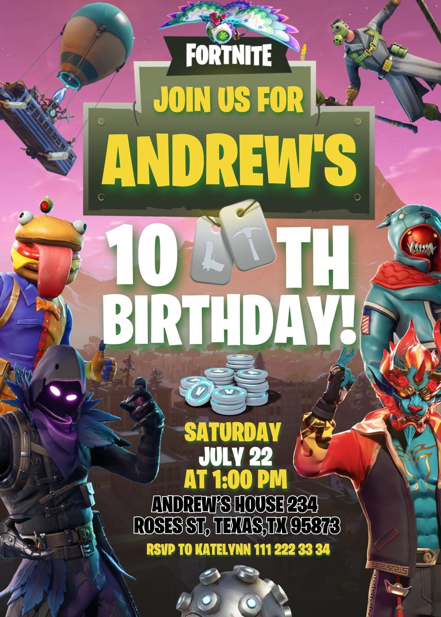 Fortnite Gamer customizable invitation template | Share or Print | boy | FL060