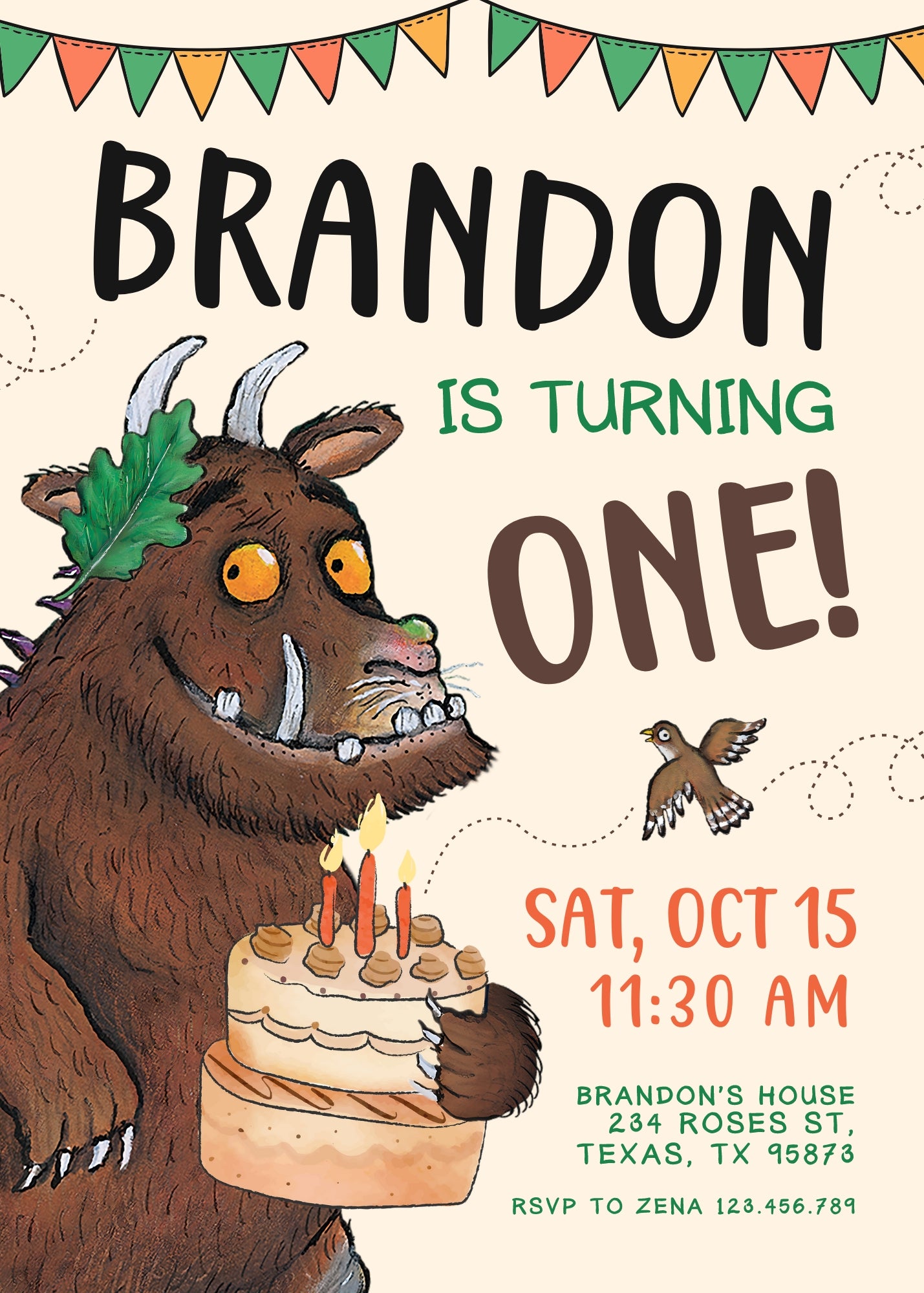 Gruffalo customizable invitation template | Share or Print | ZM451