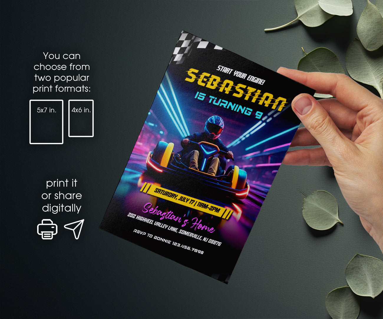Go Kart Karting Racing customizable invitation template | Share or Print | boy | BH712