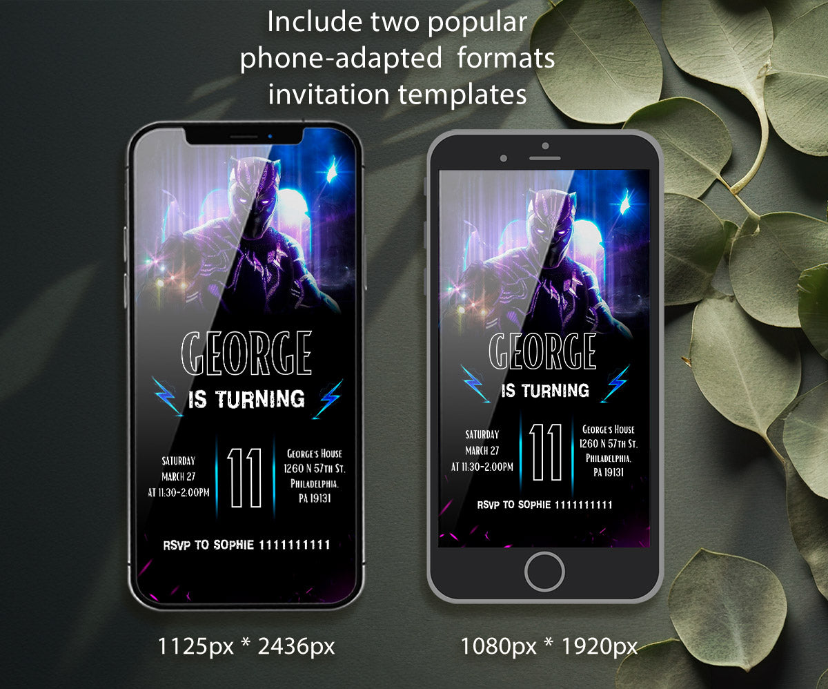 Black Panther Superhero Marvel customizable invitation template | Share or Print | boy | NZ291