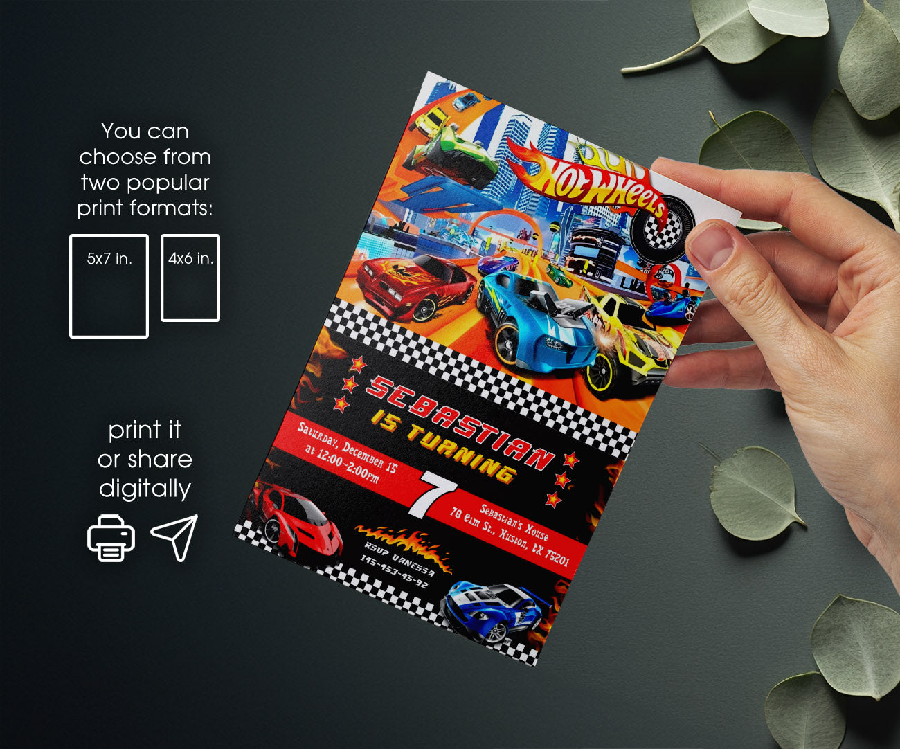 Hot Wheels Racing customizable invitation template | Share or Print | boy | CL612