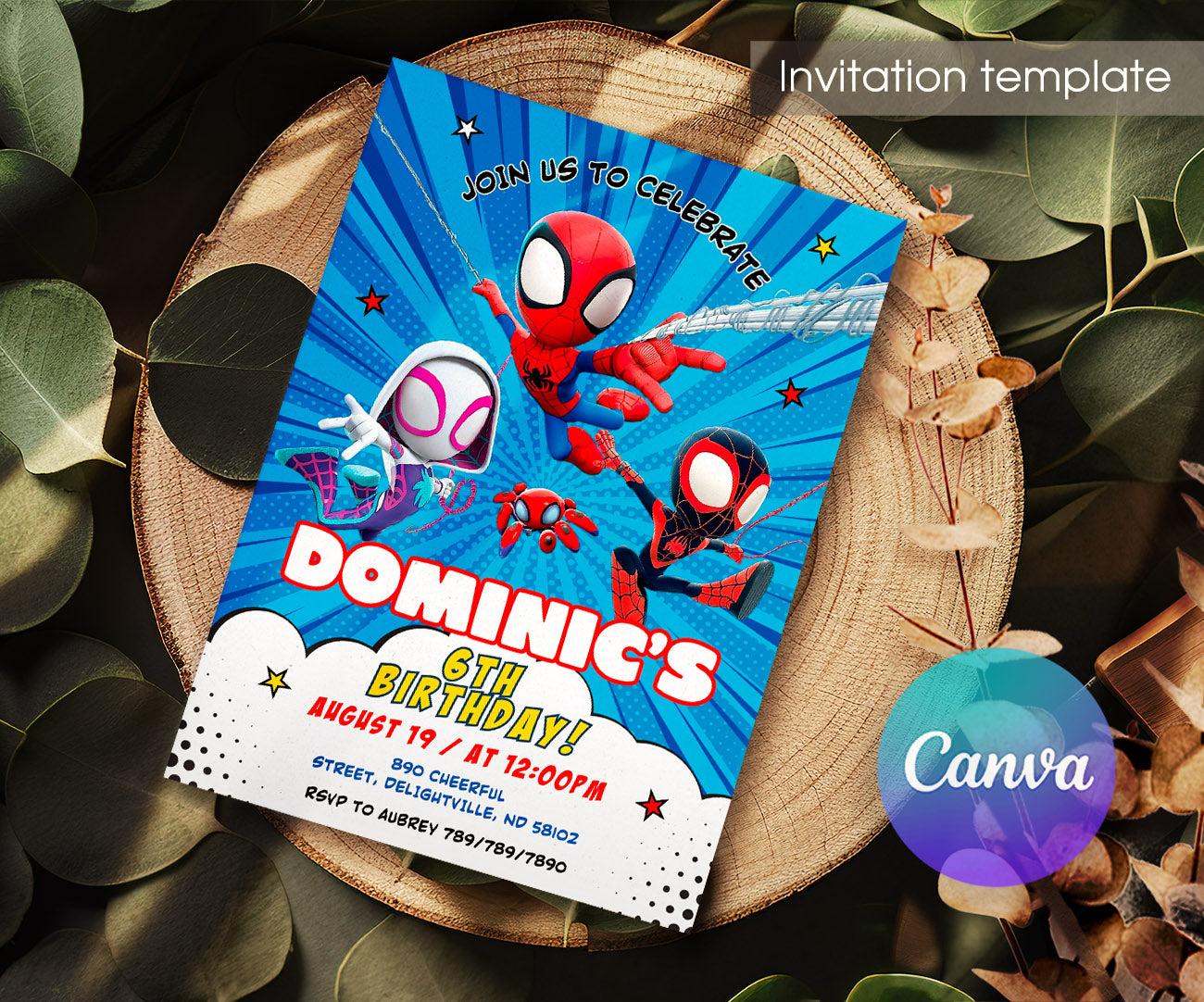 Spidey and His Amazing Friends customizable invitation template | Share or Print | boy | CG129