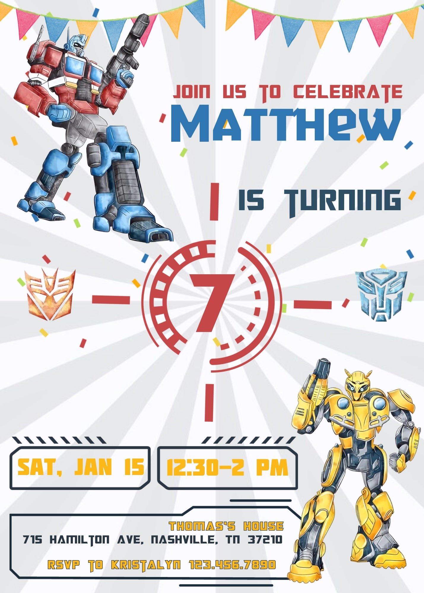 Transformers Rescue Bots customizable invitation template | Share or Print | boy | SW465