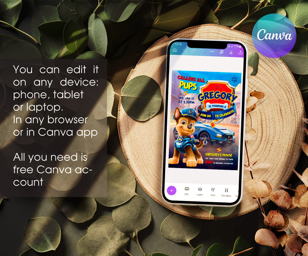 PAW Patrol customizable invitation template | Share or Print | YI642