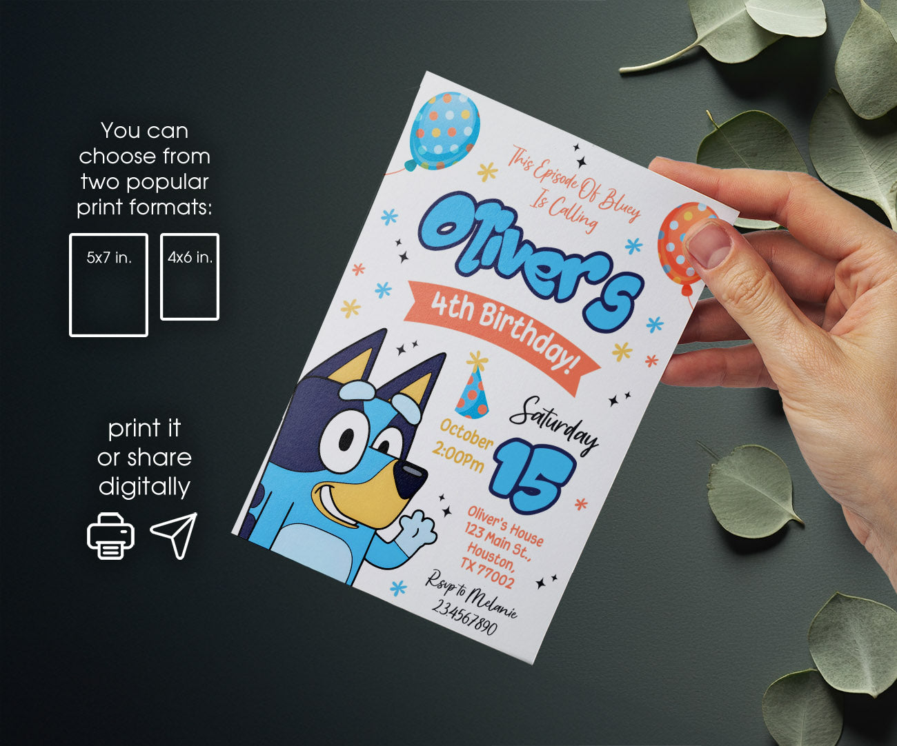 Bluey Bingo customizable invitation template | Share or Print | CJ313
