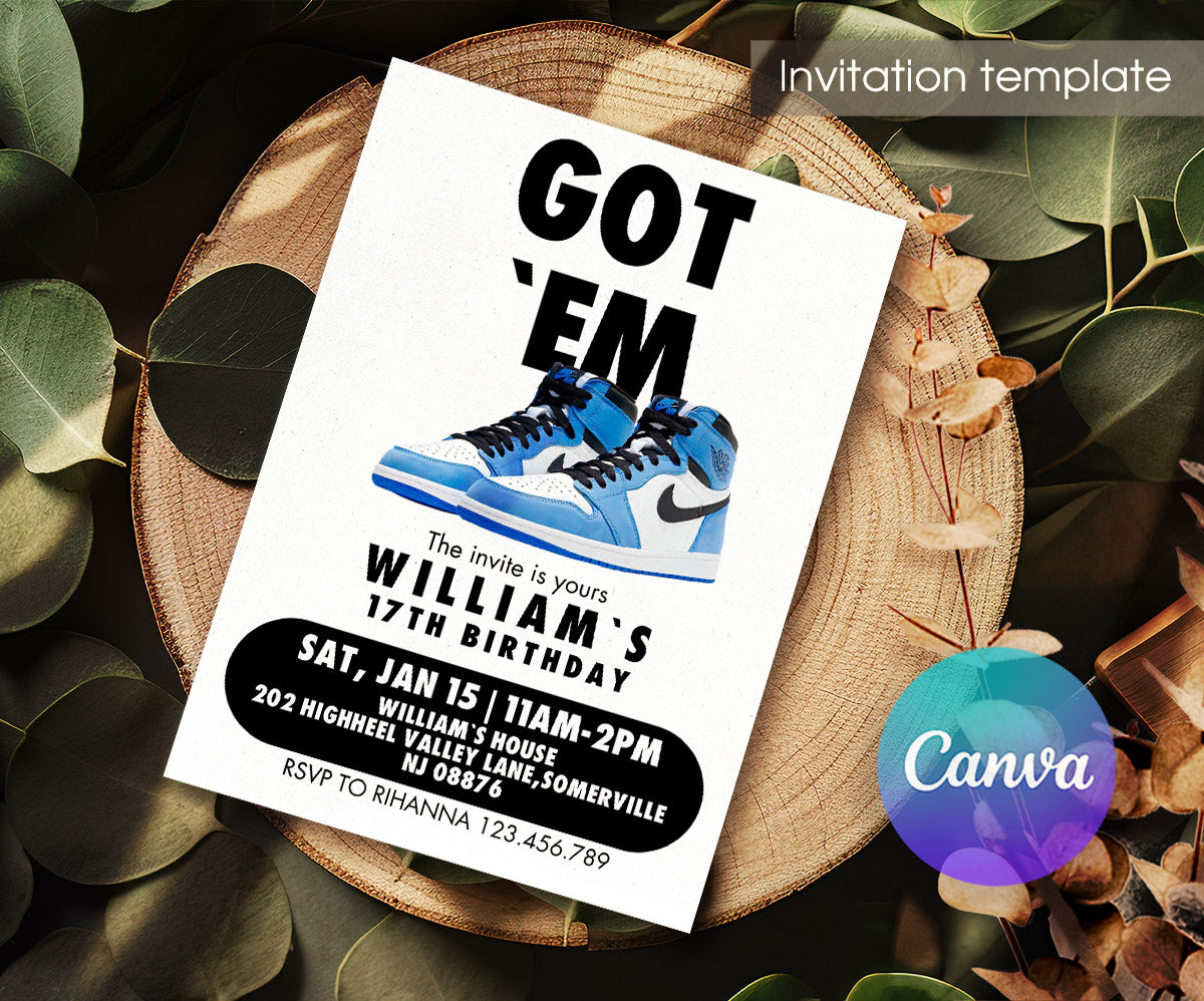 Sneaker Ball Air Jordan Nike customizable invitation template | Share or Print | CS307