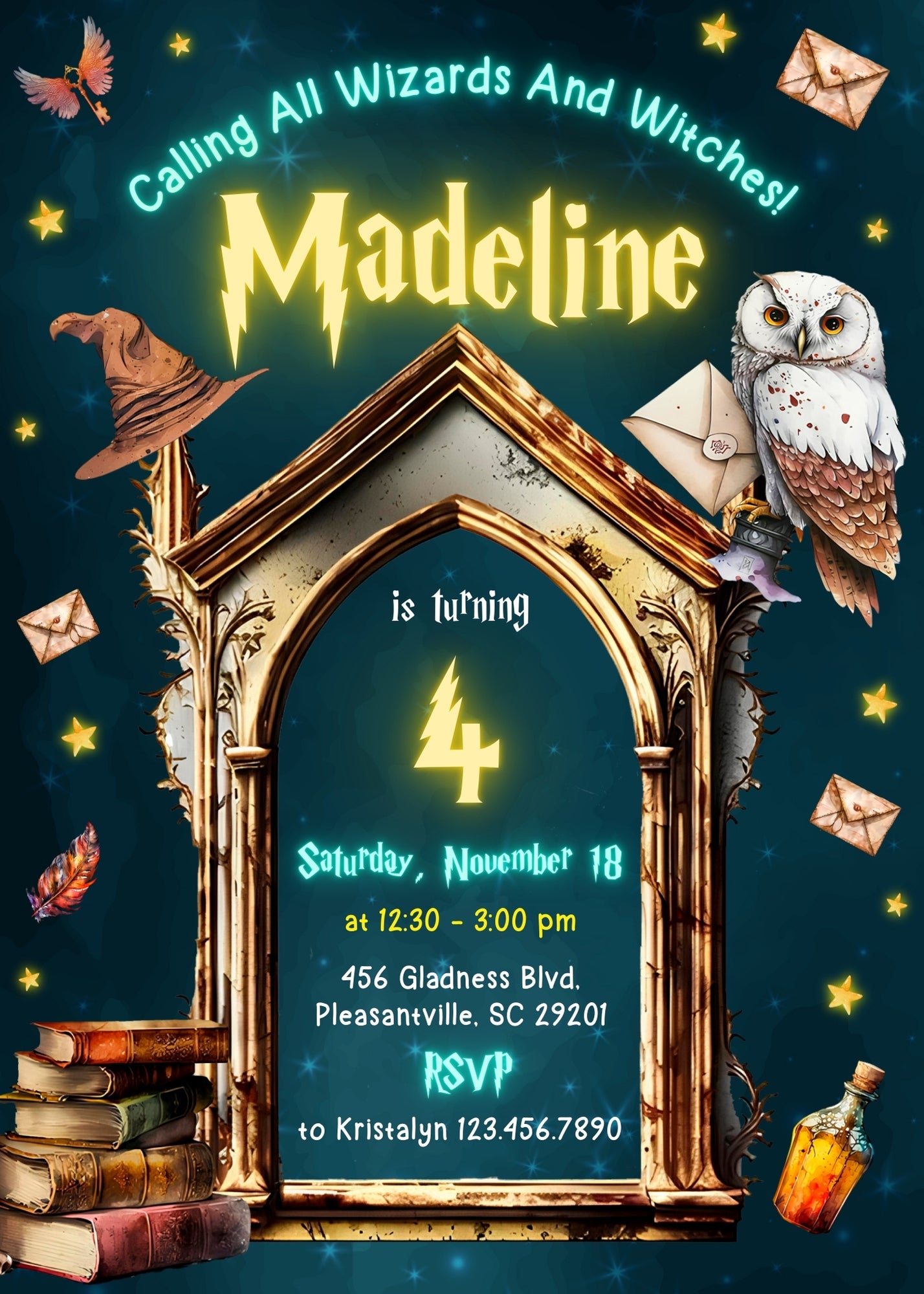 Harry Potter customizable invitation template | Share or Print | ZD653