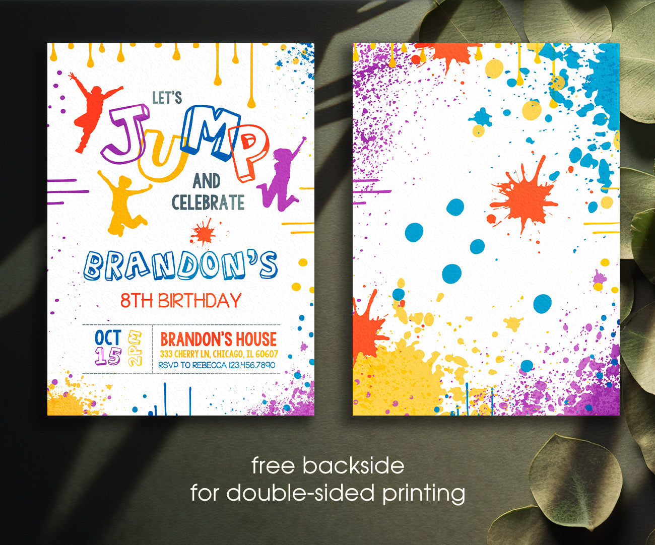 Trampoline Jump Party customizable invitation template | Share or Print | BY497