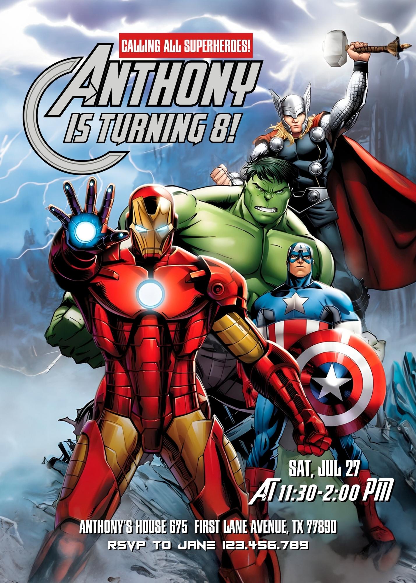 Avengers Marvel Superhero customizable invitation template | Share or Print | boy | CH529