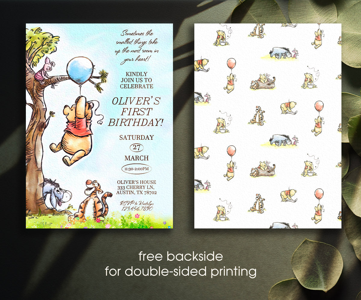Winnie the Pooh customizable invitation template | Share or Print | QT388