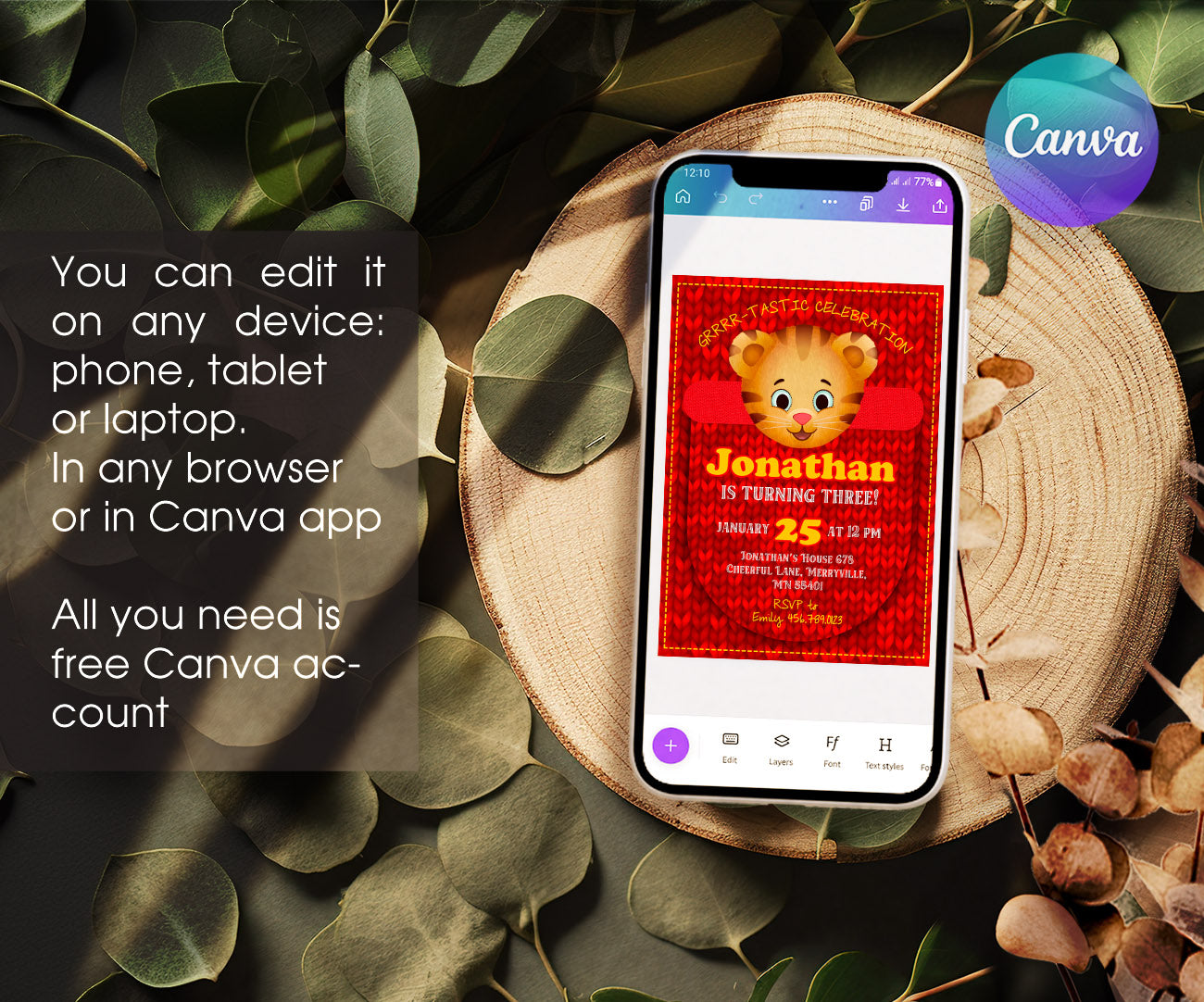Daniel Tiger's Neighborhood customizable invitation template | Share or Print | SL861