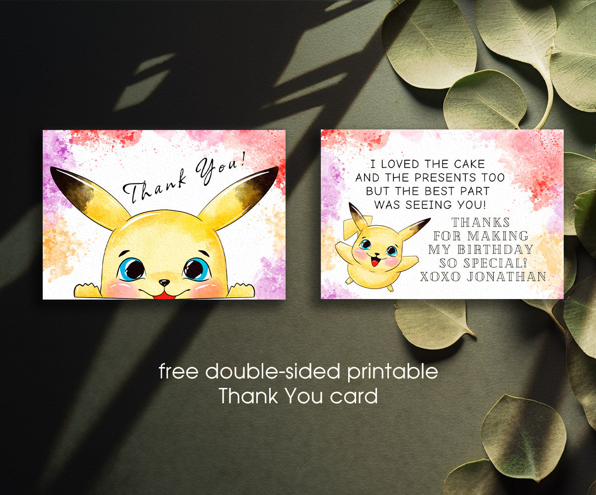 Pokemon Pikachu customizable invitation template | Share or Print | UP714