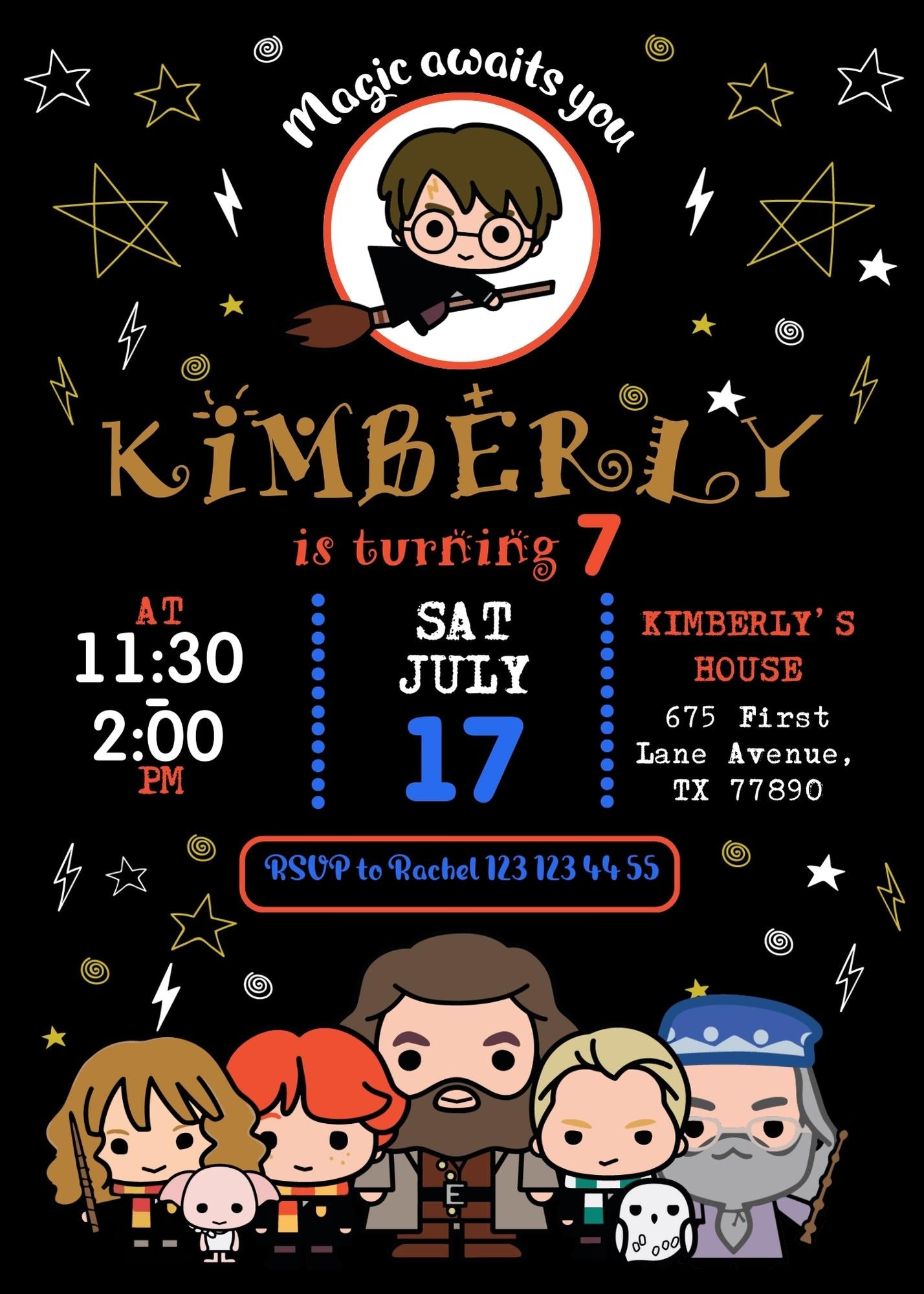 Harry Potter customizable invitation template | Share or Print | WU050