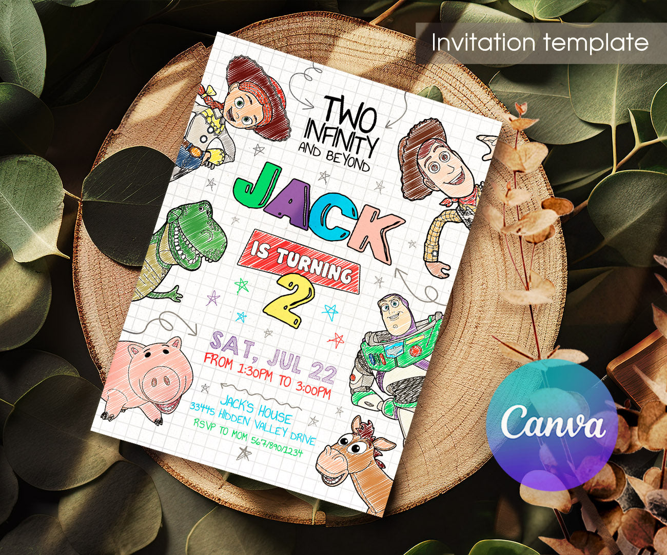 Toy Story Woody customizable invitation template | Share or Print | HW698