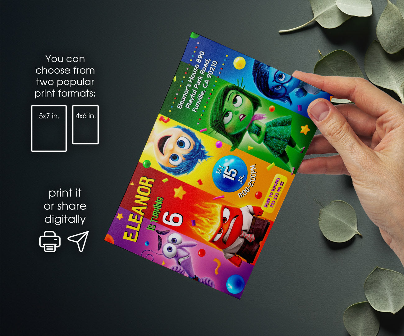 Inside Out 2 customizable invitation template | Share or Print | SA156