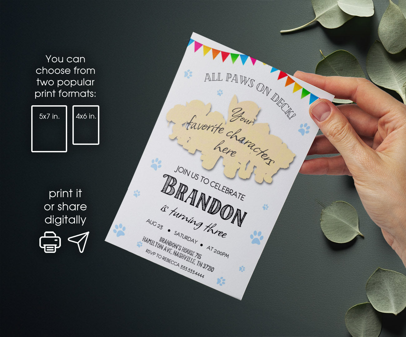 PAW Patrol customizable invitation template | Share or Print | LV818