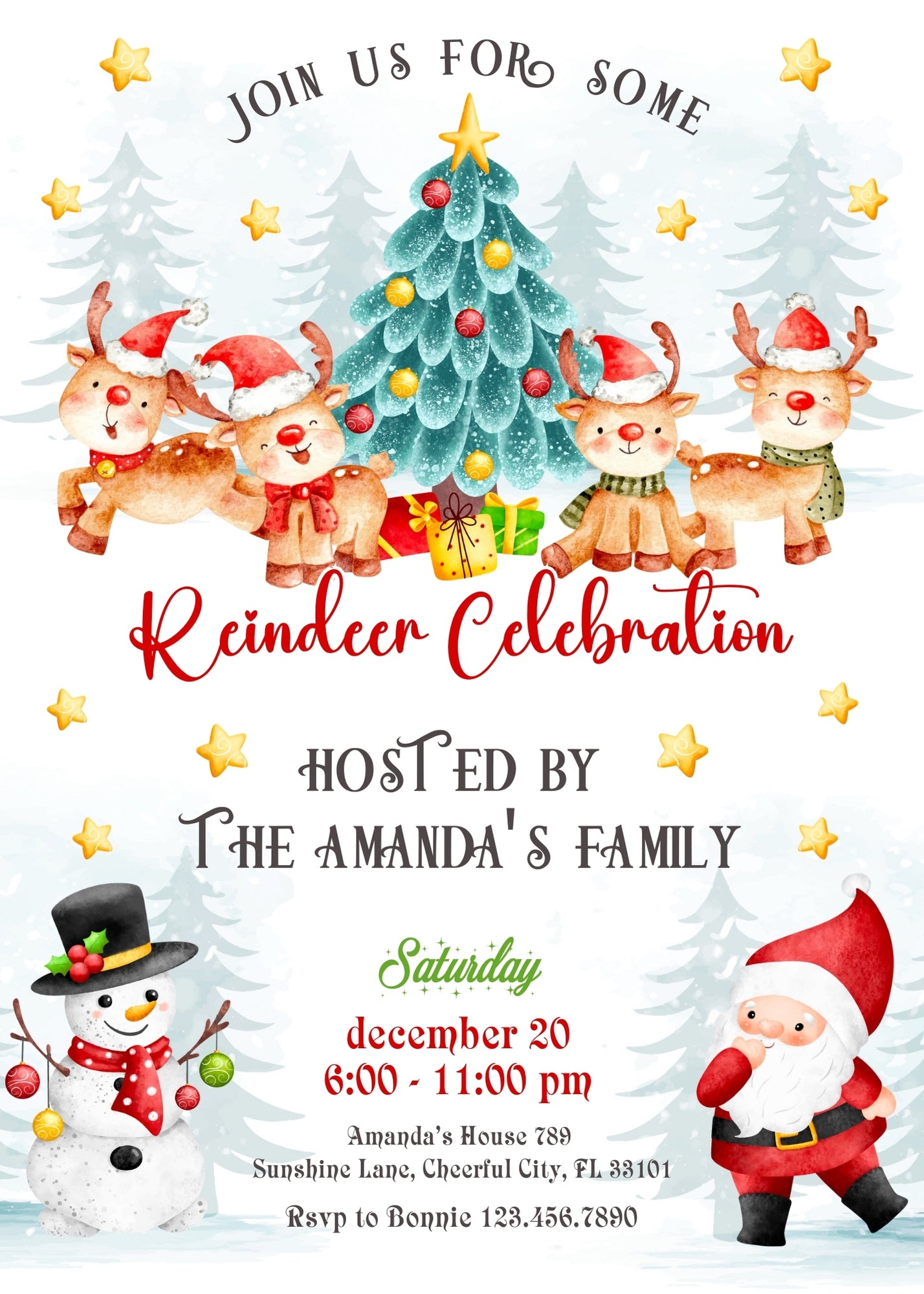 Rudolph the Red-Nosed Reindeer customizable invitation template | Share or Print | IG536