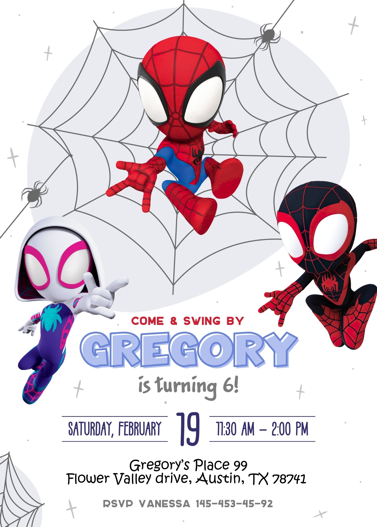 Spidey and His Amazing Friends customizable invitation template | Share or Print | boy | NT248